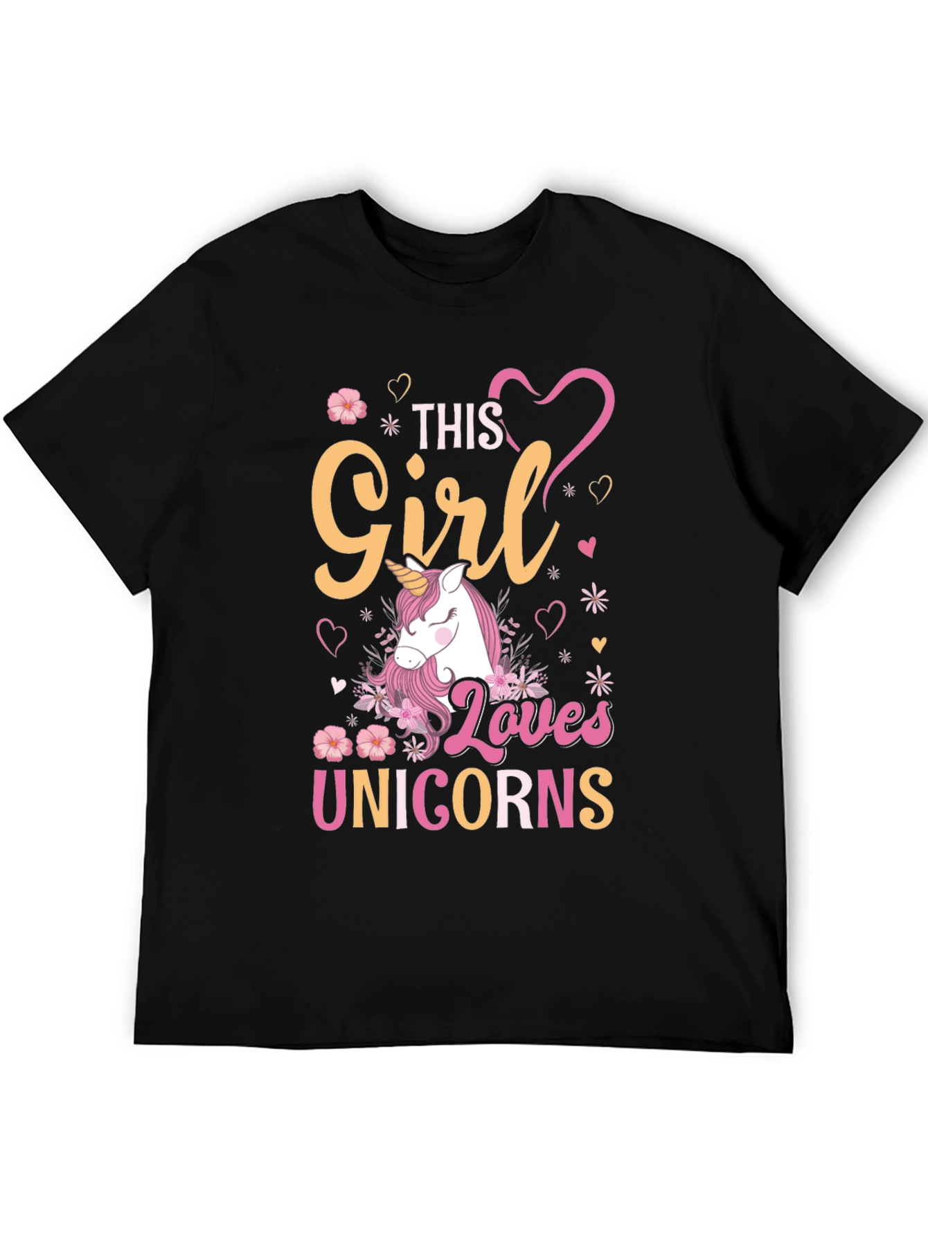 Girl Loves Unicorns T-Shirt Black