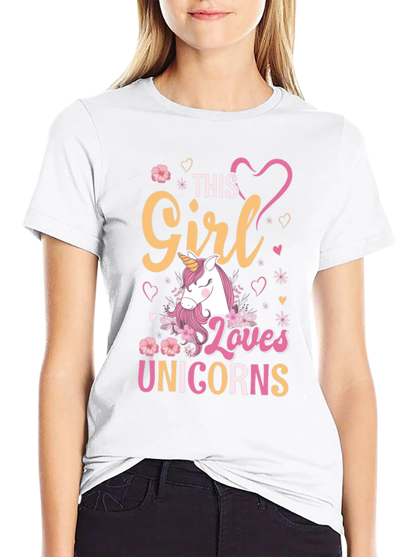 Girl Loves Unicorns T-Shirt Black