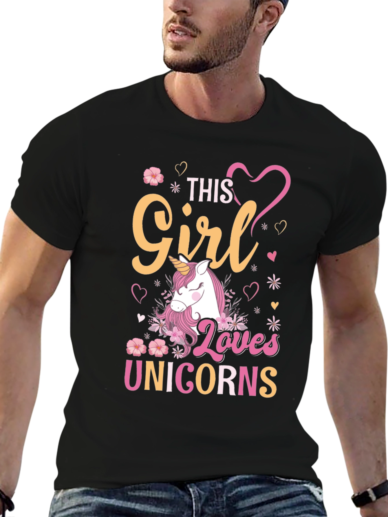 Girl Loves Unicorns T-Shirt Black