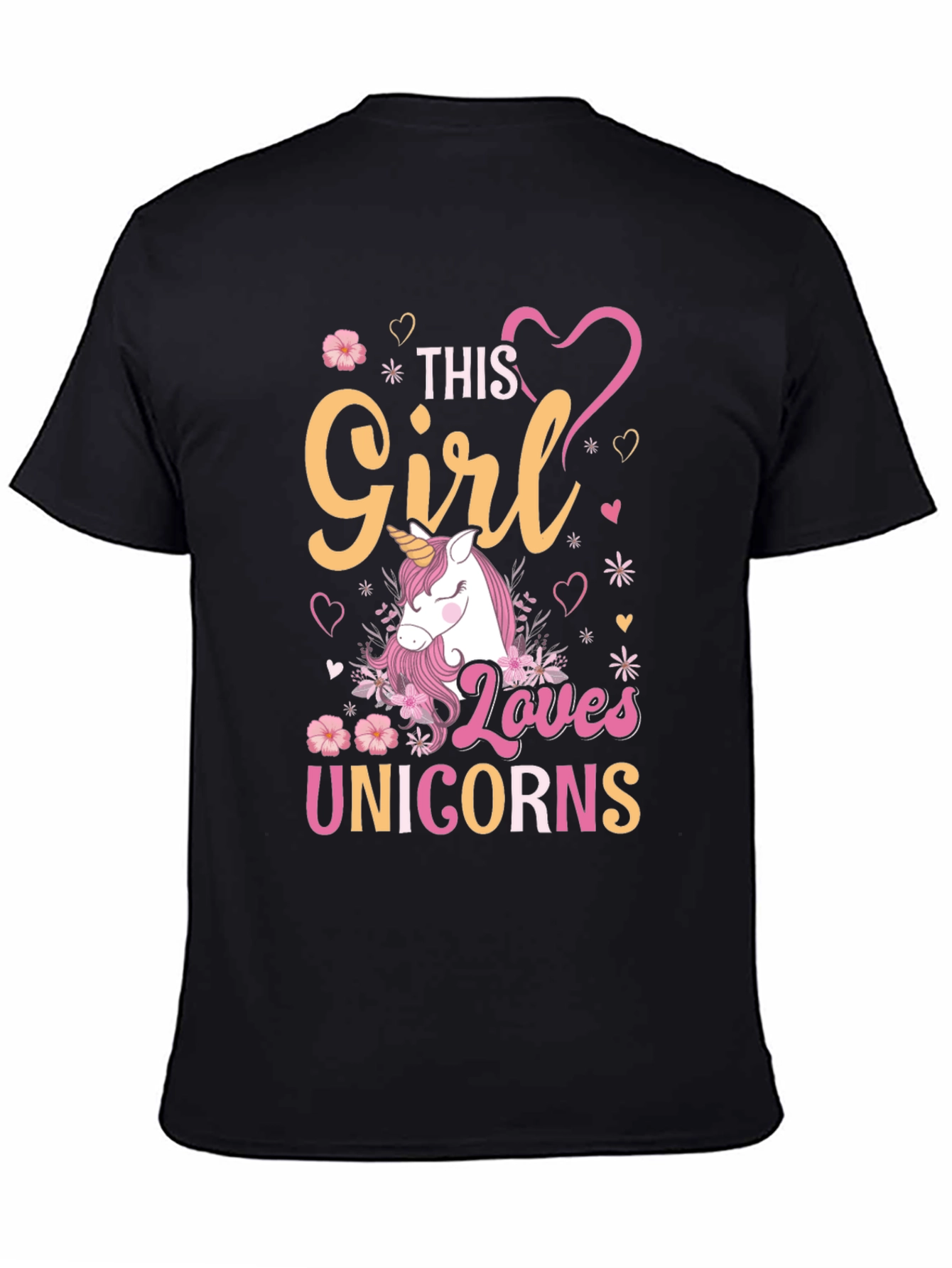 Girl Loves Unicorns T-Shirt Black