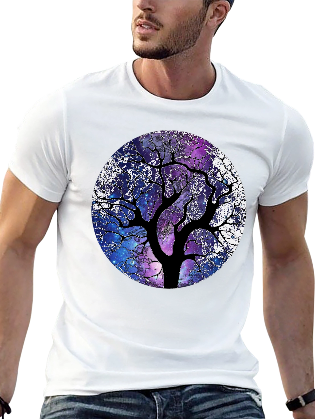 Galaxy Tree Graphic Tee - Unique Space Design