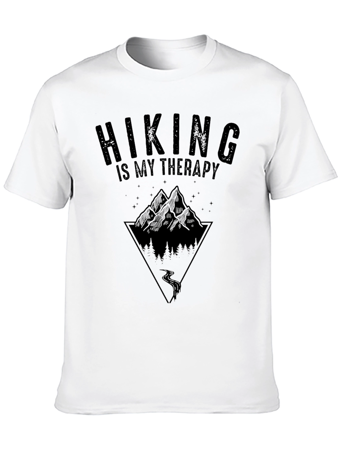 Hiking is My Therapy Black Graphic Tee