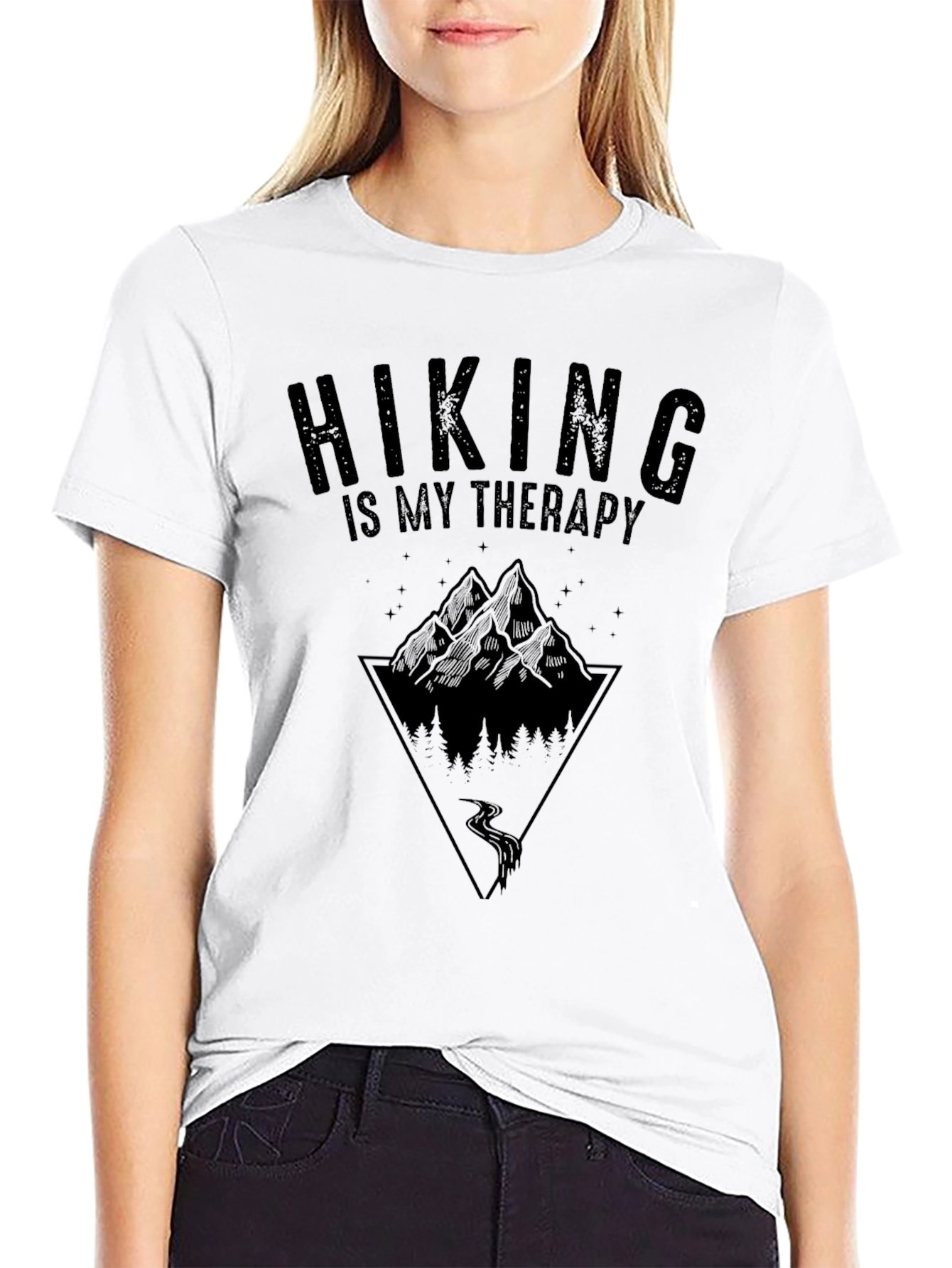 Hiking is My Therapy Black Graphic Tee
