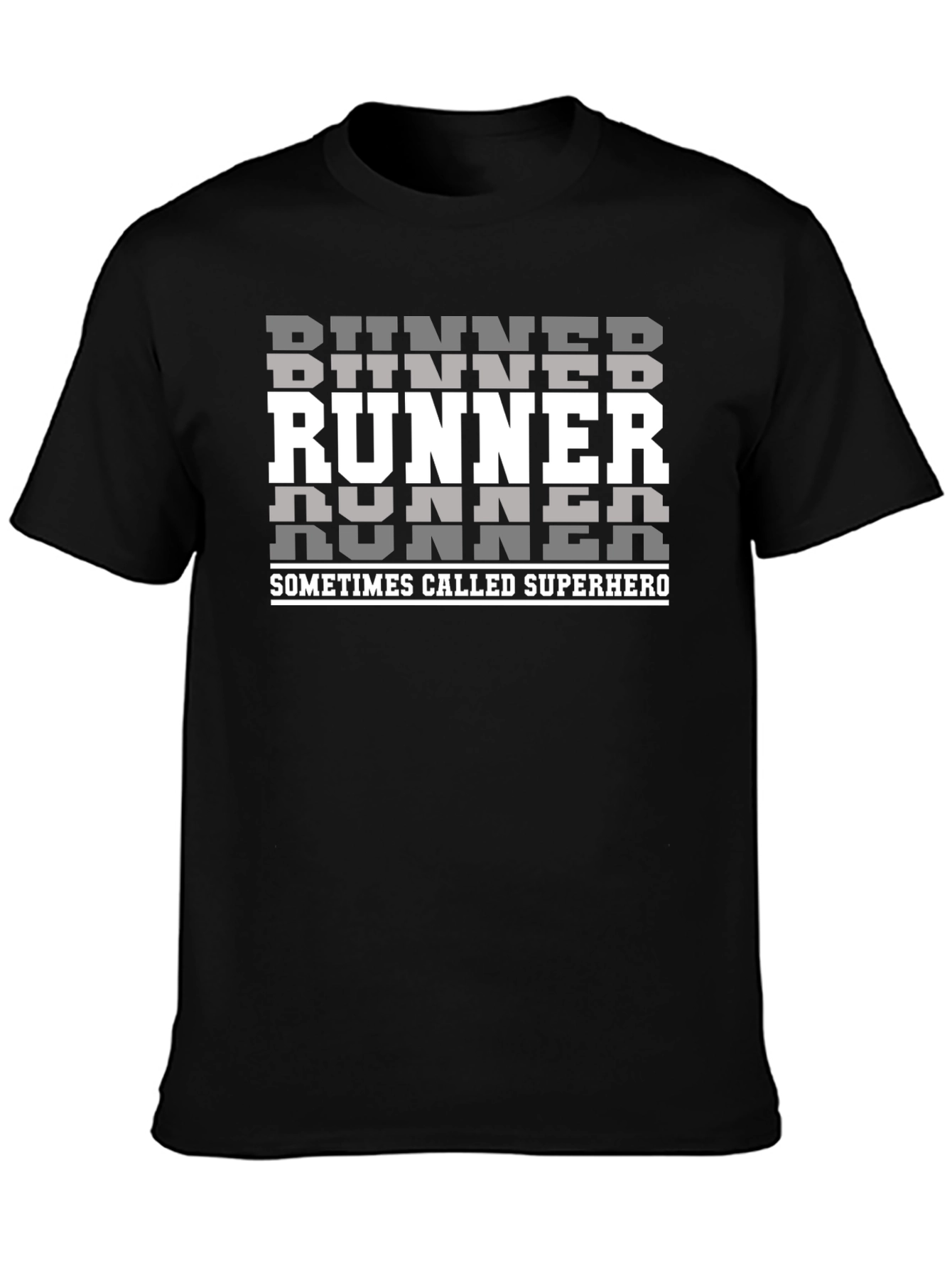 Runner Superhero Graphic Tee - Black Cotton T-Shirt