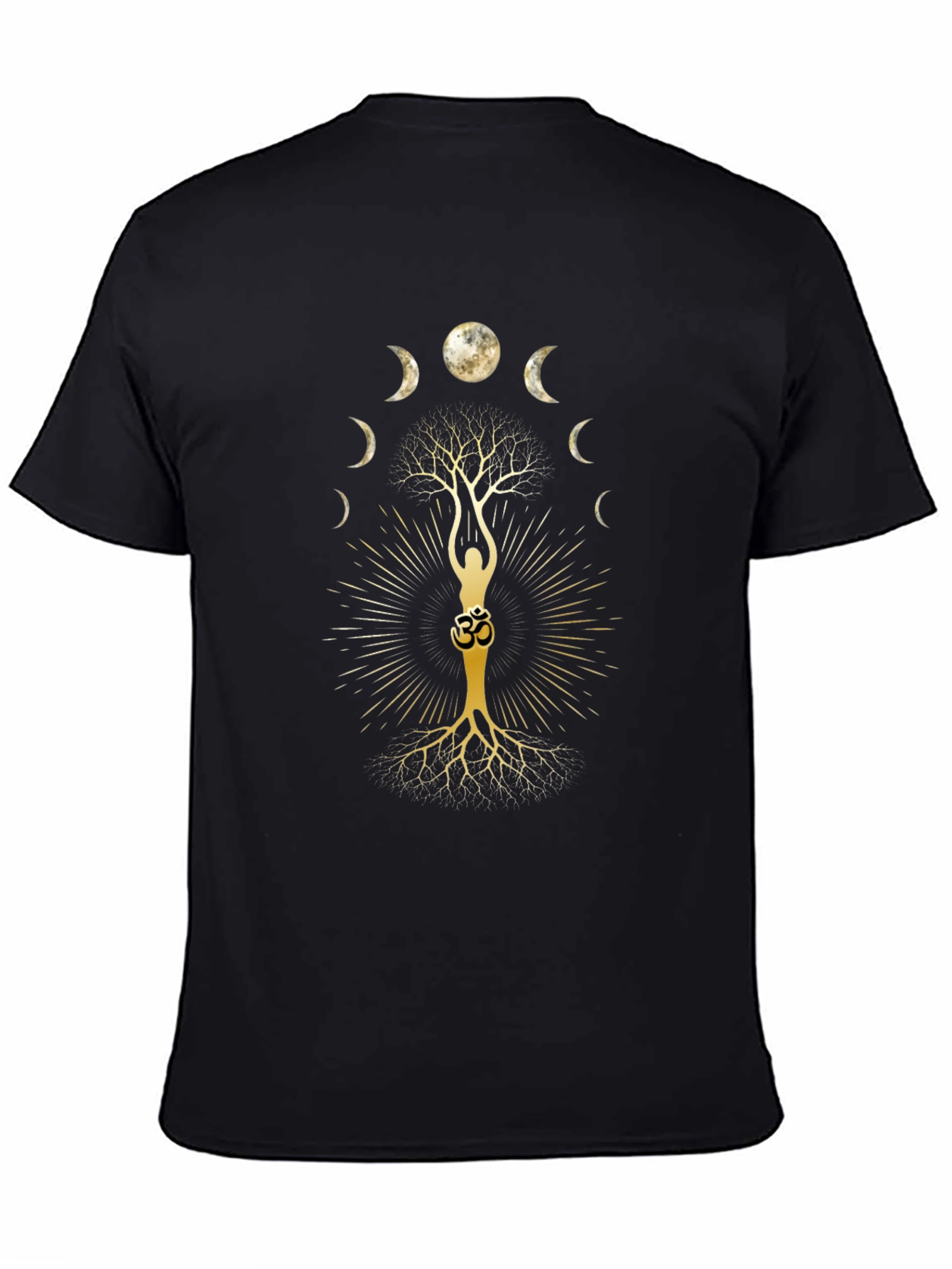 Lunar Yoga Tree Black T-Shirt