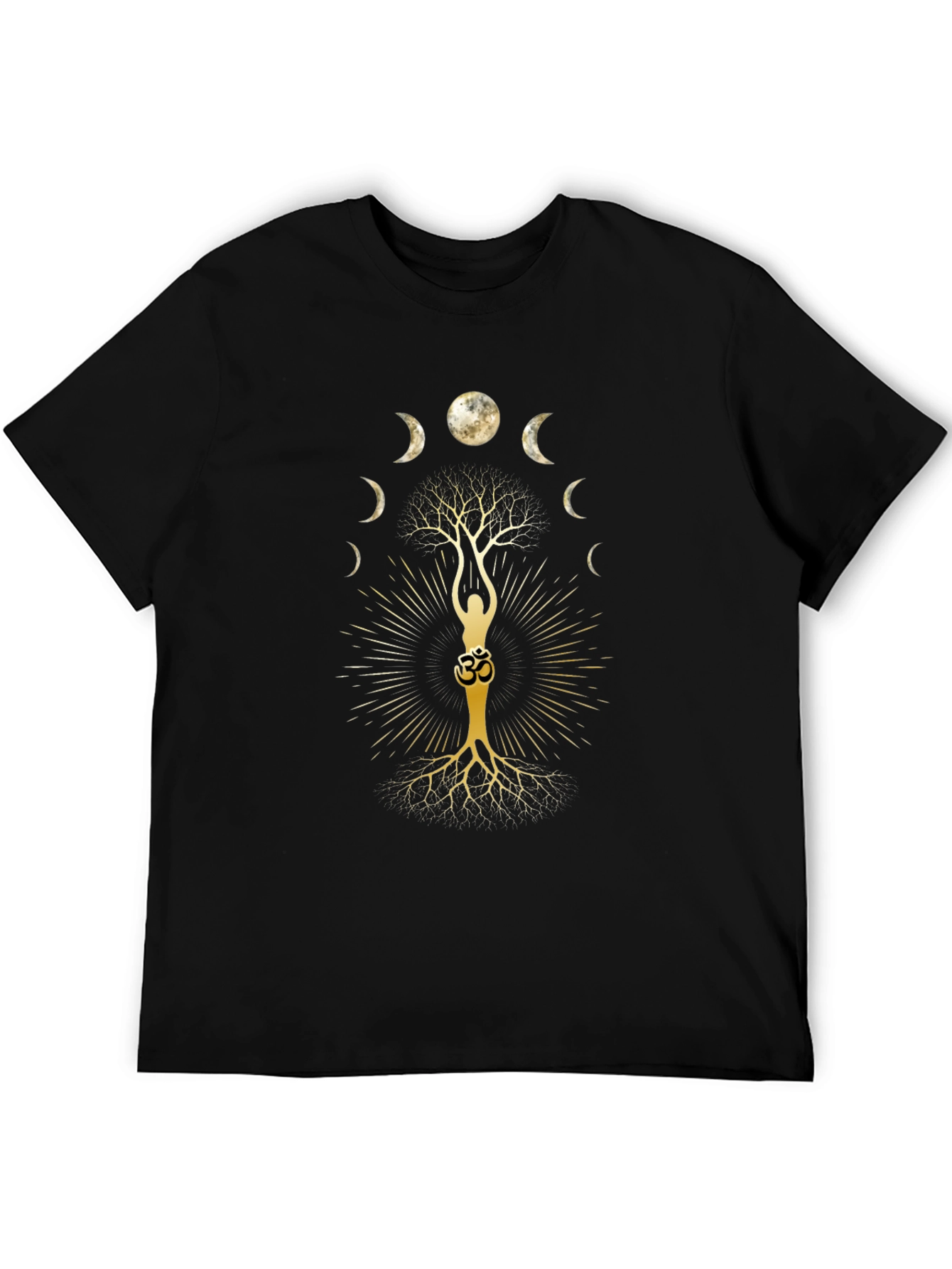 Lunar Yoga Tree Black T-Shirt