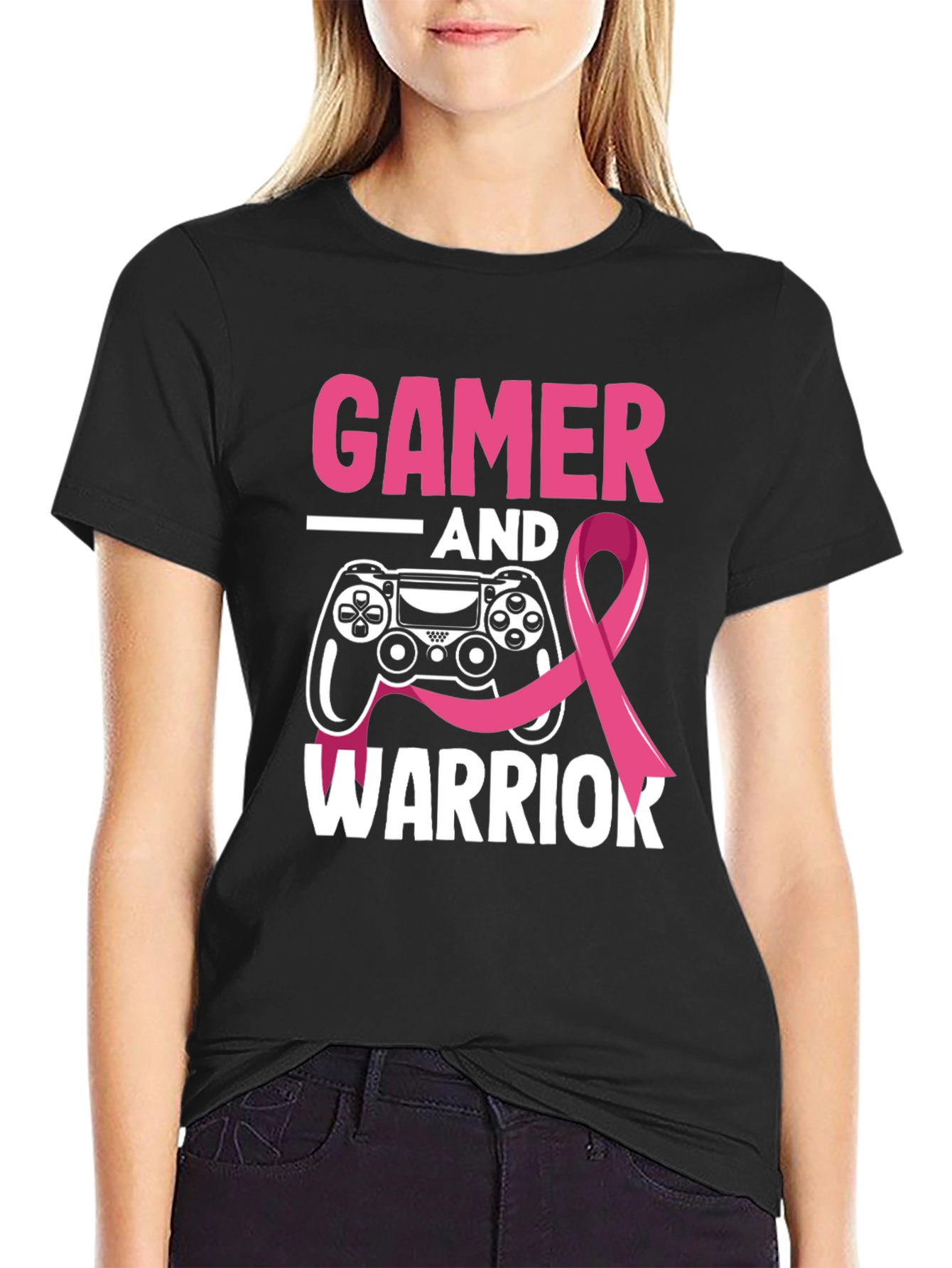 Gamer Warrior Breast Cancer Awareness T-Shirt