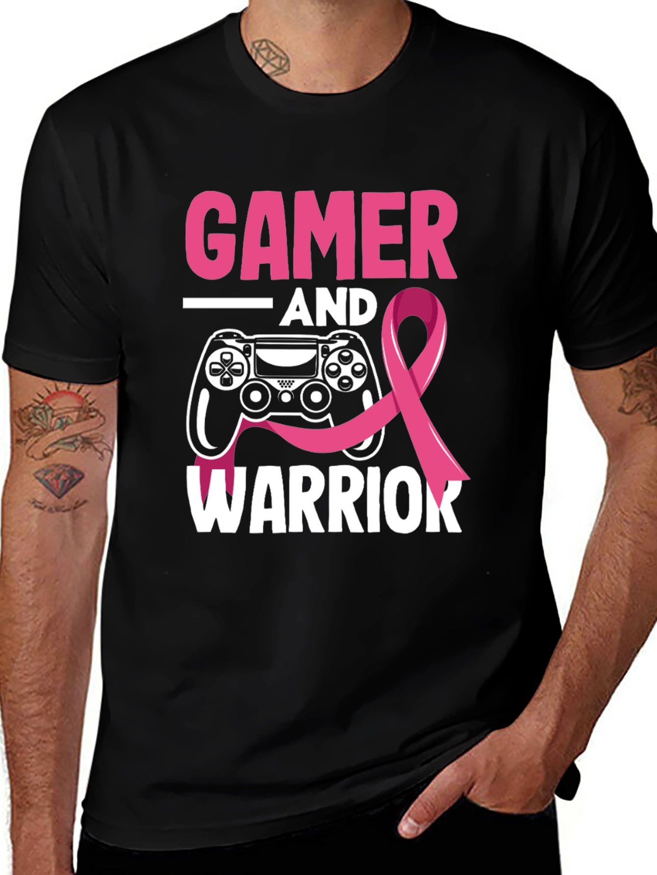 Gamer Warrior Breast Cancer Awareness T-Shirt