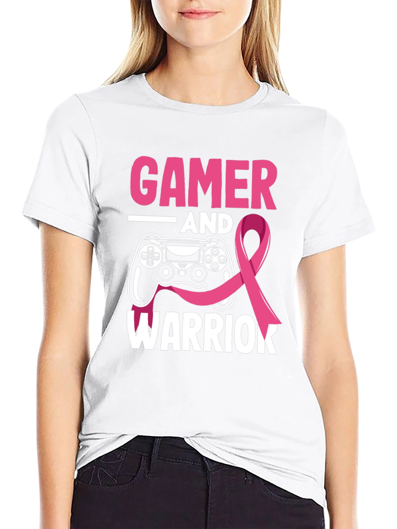 Gamer Warrior Breast Cancer Awareness T-Shirt