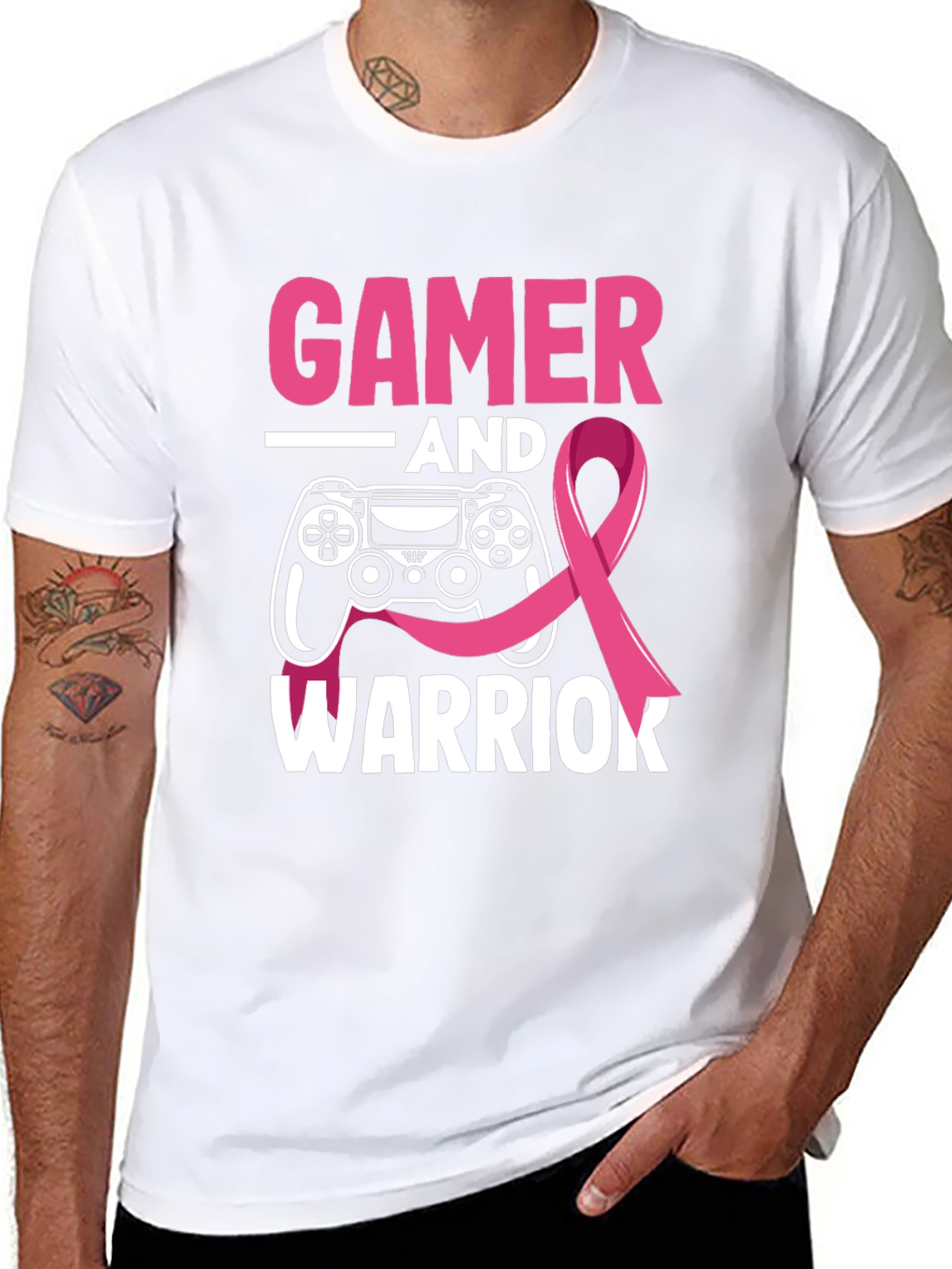 Gamer Warrior Breast Cancer Awareness T-Shirt