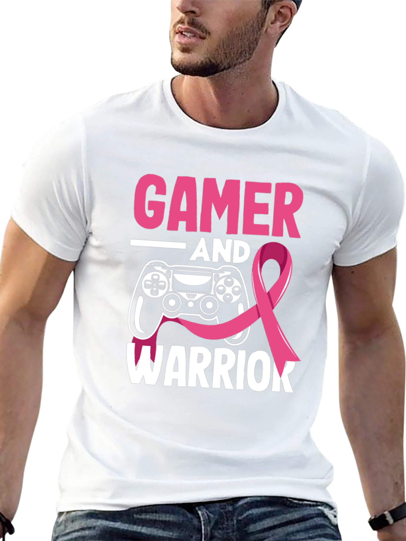 Gamer Warrior Breast Cancer Awareness T-Shirt