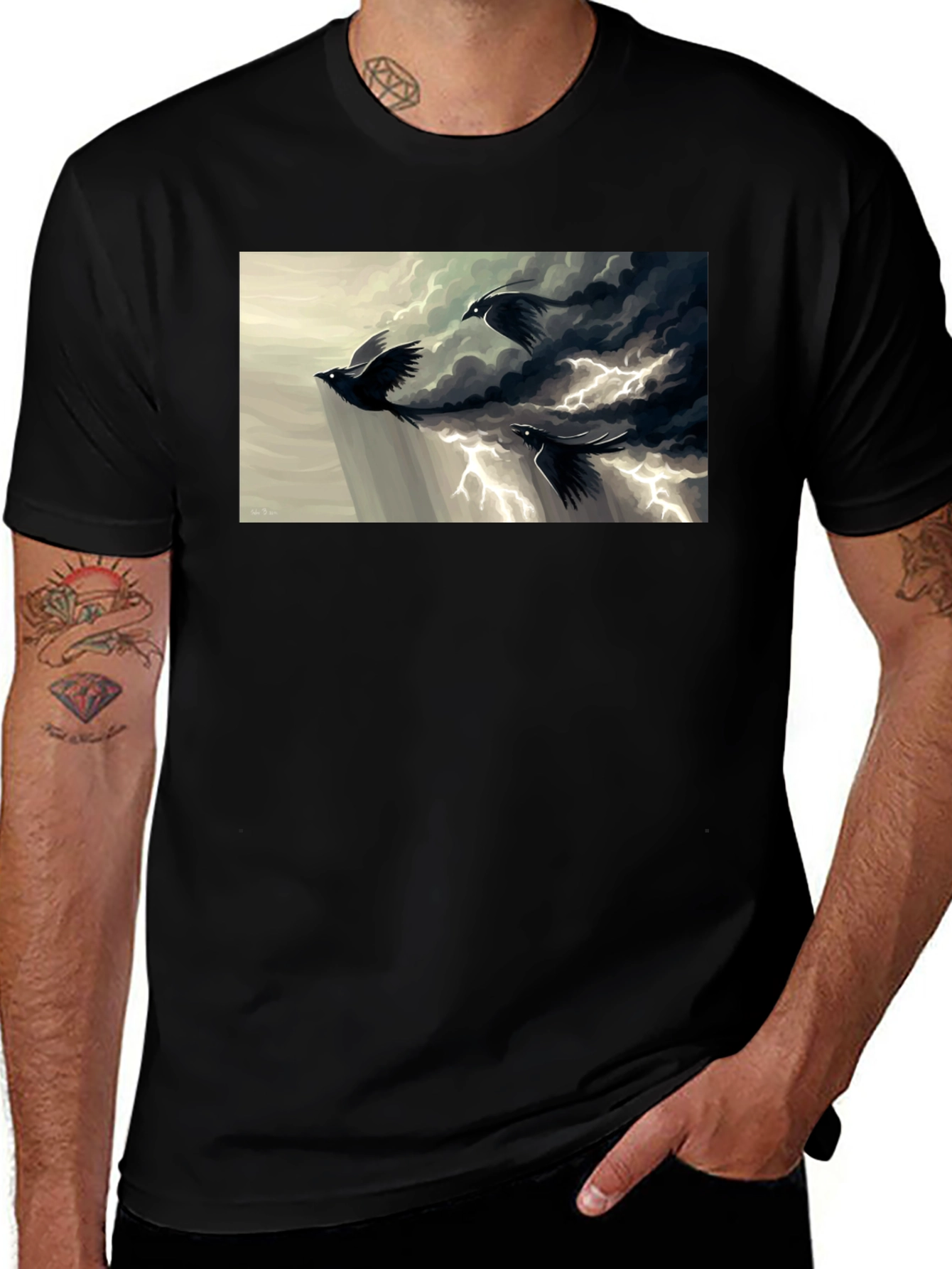Raven Lightning Black T-Shirt