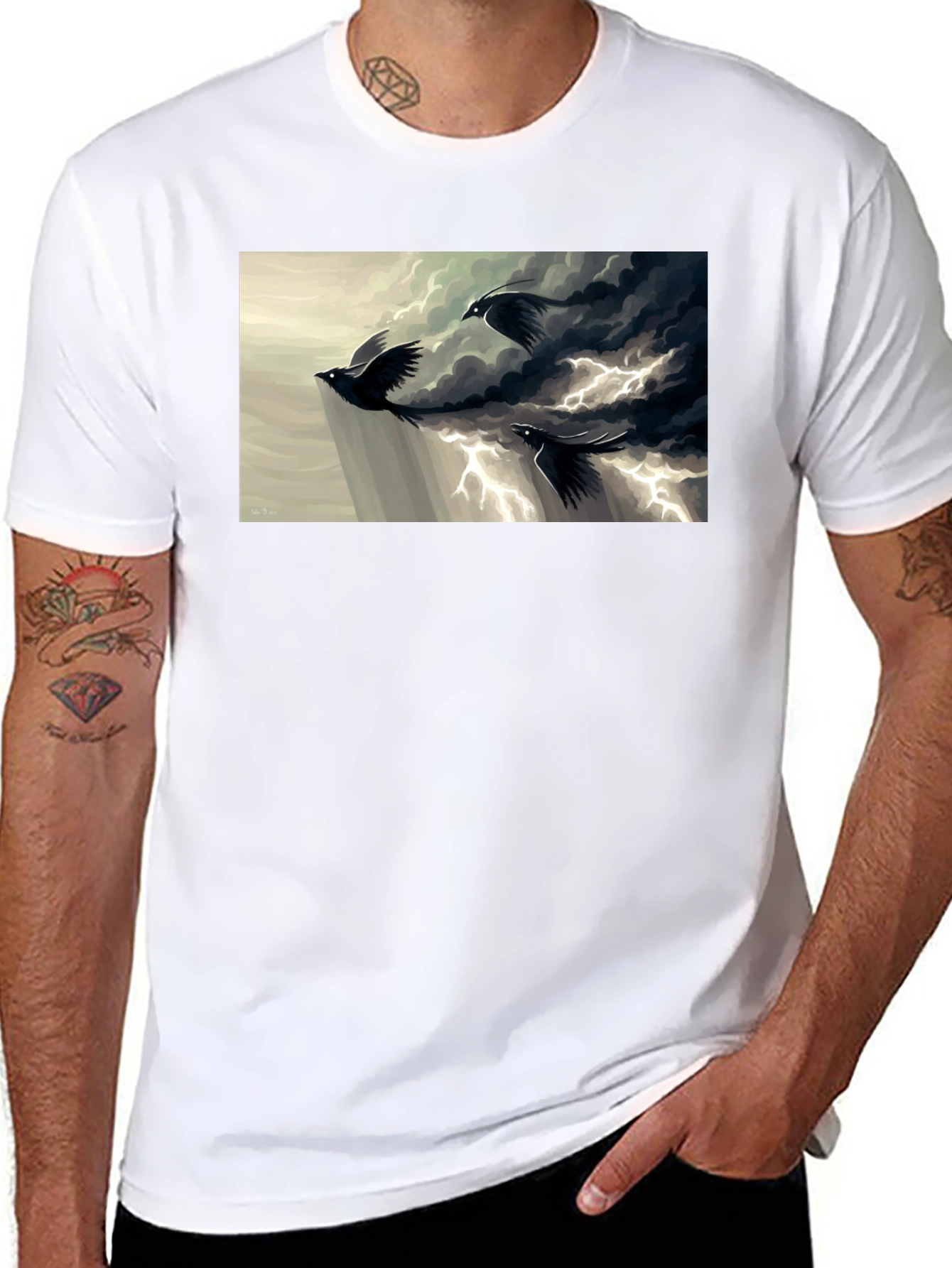Raven Lightning Black T-Shirt