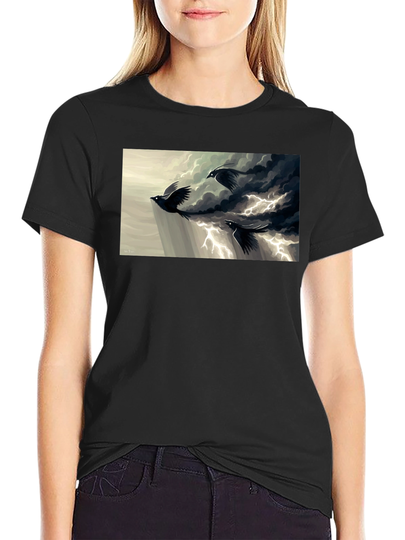 Raven Lightning Black T-Shirt