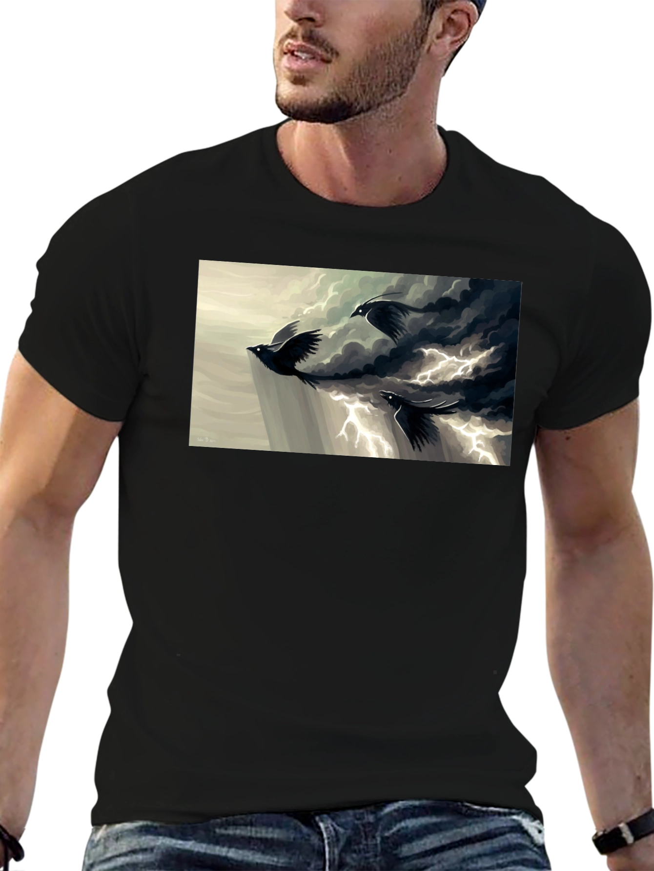 Raven Lightning Black T-Shirt