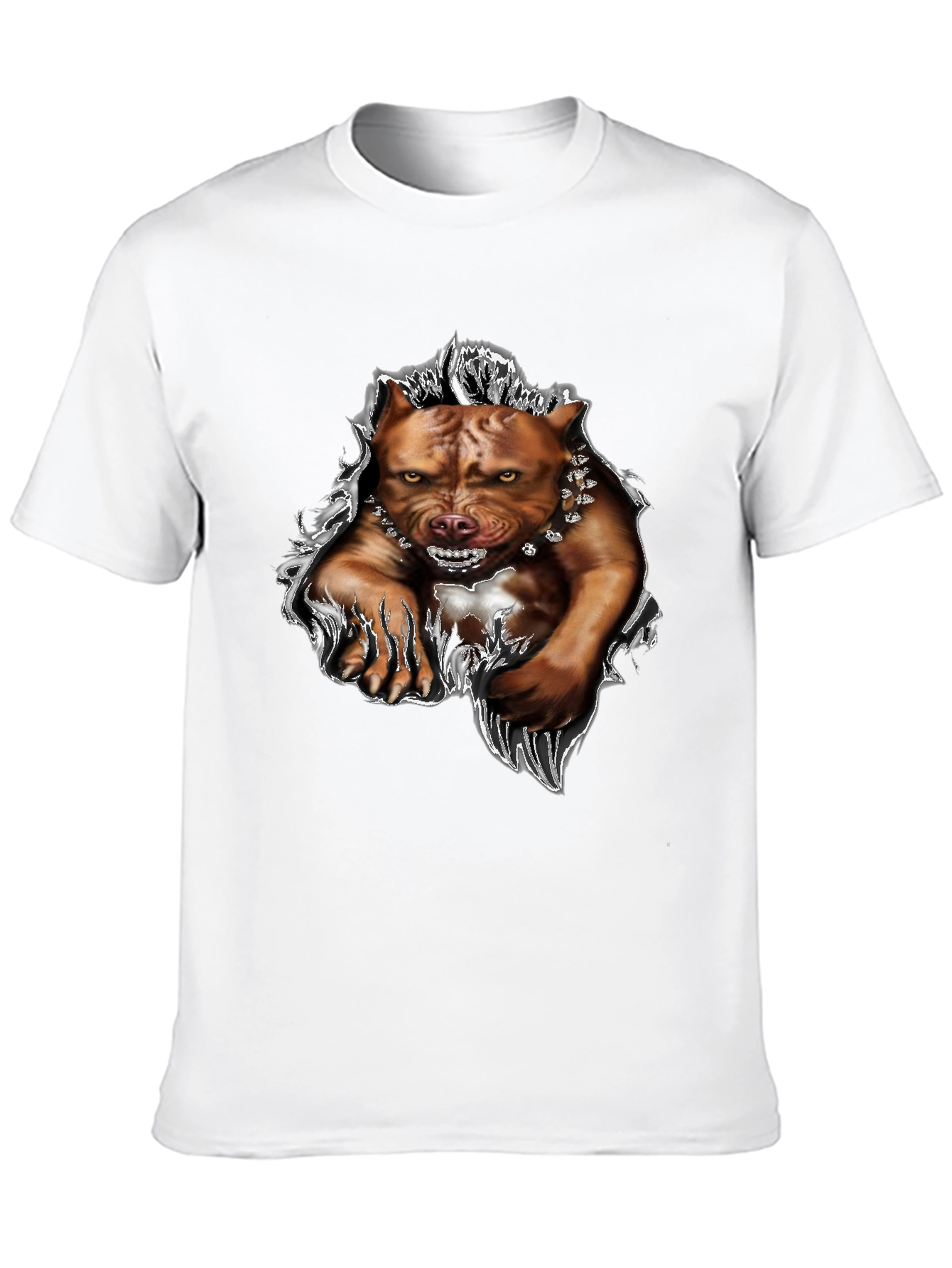 Mens Black Pitbull Graphic Tee - Fierce Dog Design
