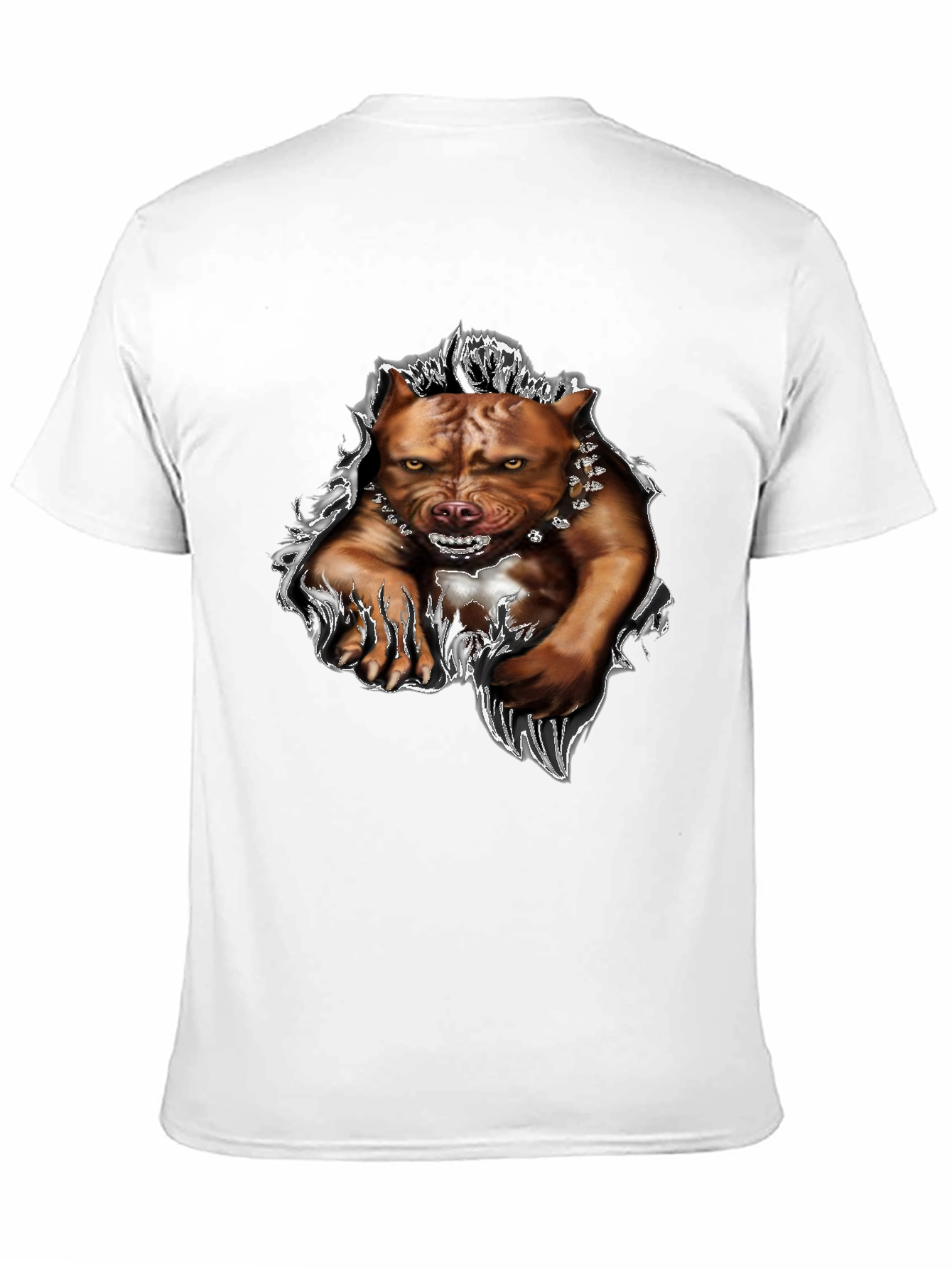 Mens Black Pitbull Graphic Tee - Fierce Dog Design