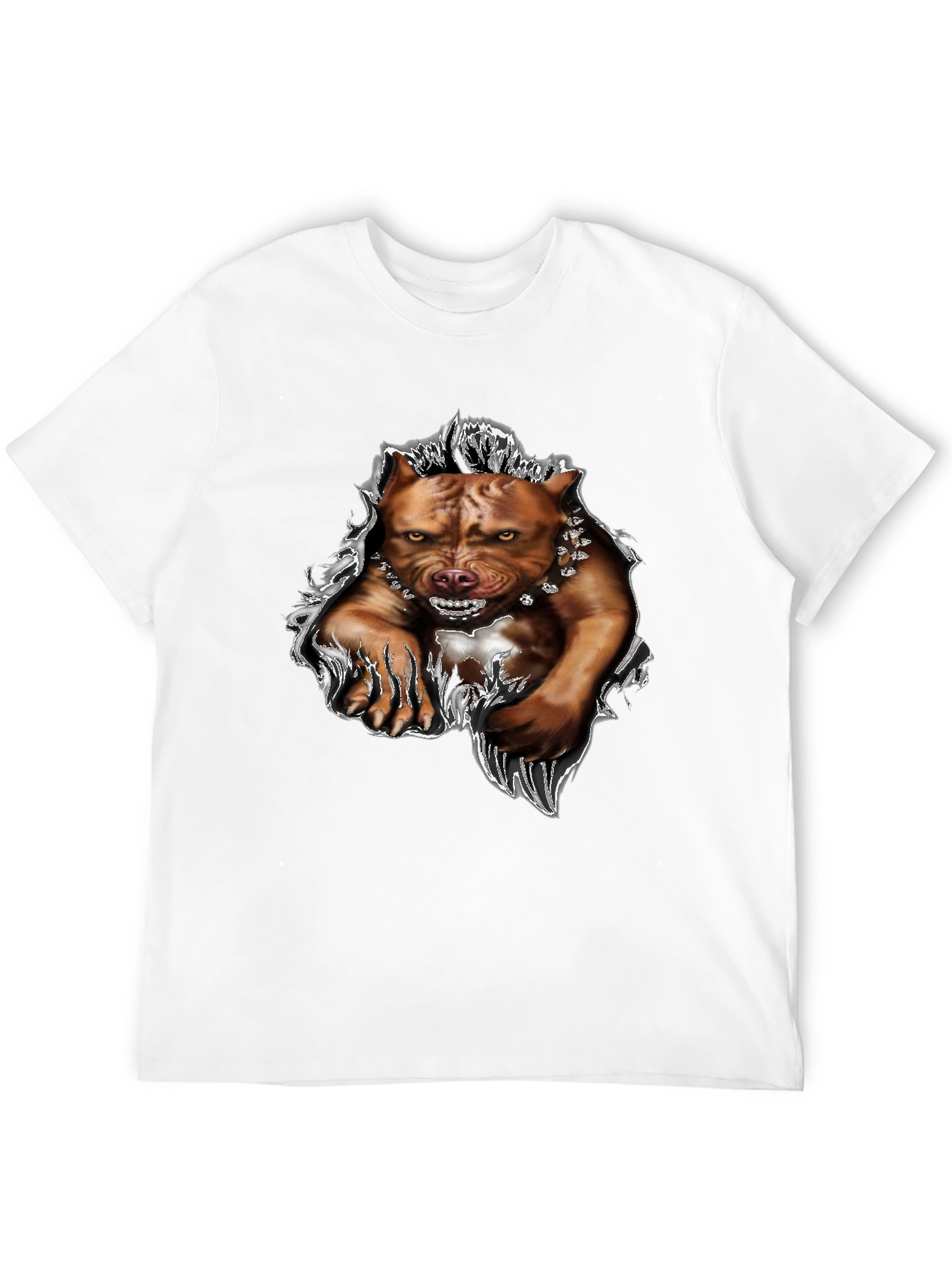 Mens Black Pitbull Graphic Tee - Fierce Dog Design