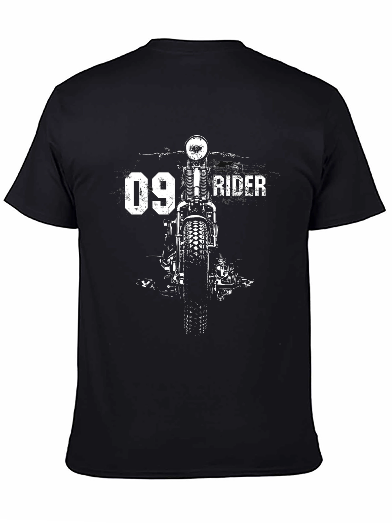 Motorcycle Rider Graphic Tee - Black Cotton