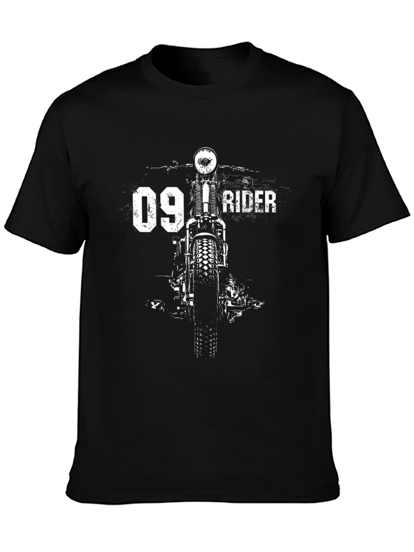 Motorcycle Rider Graphic Tee - Black Cotton
