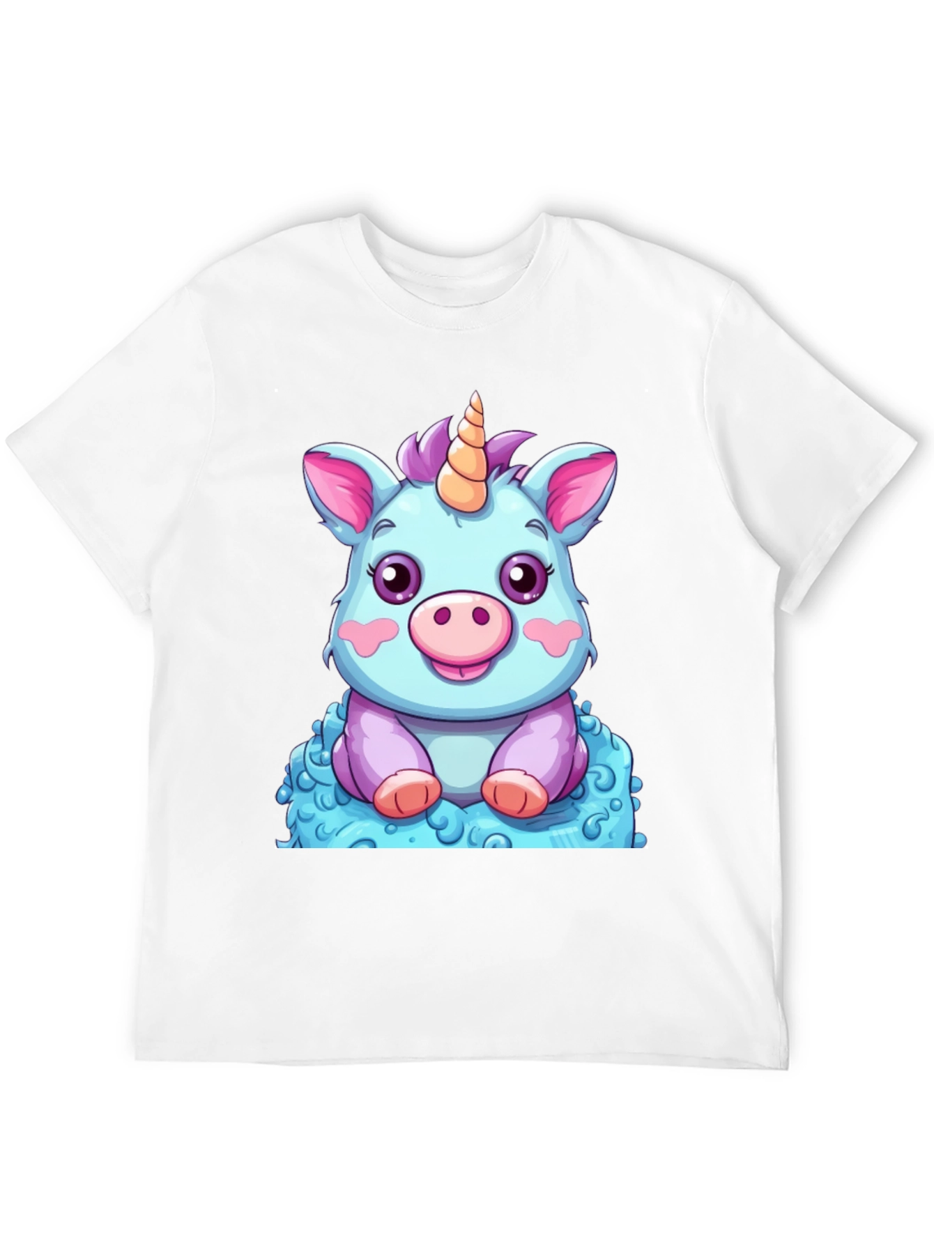 Cute Unicorn Cartoon Graphic Black T-Shirt