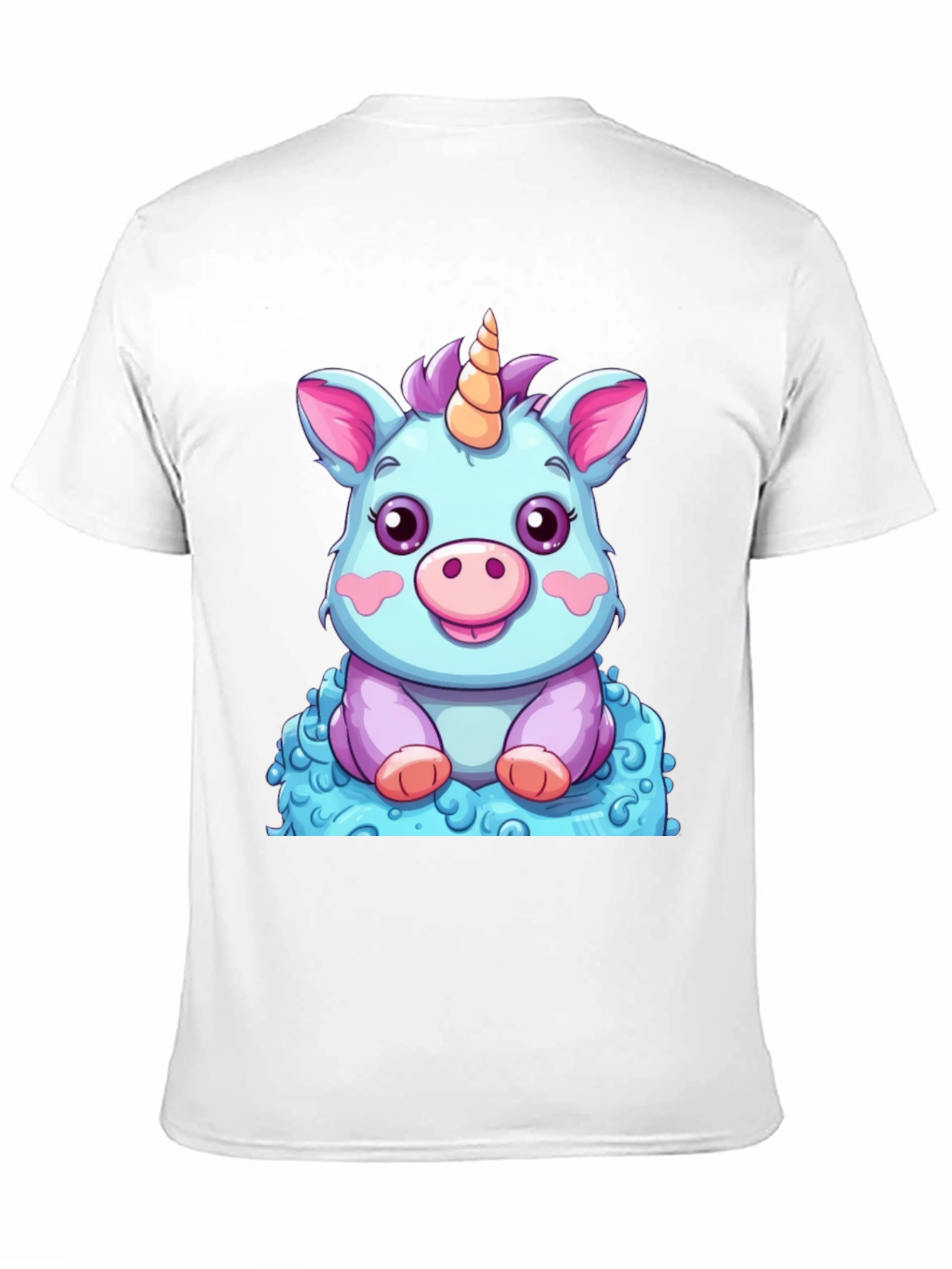 Cute Unicorn Cartoon Graphic Black T-Shirt