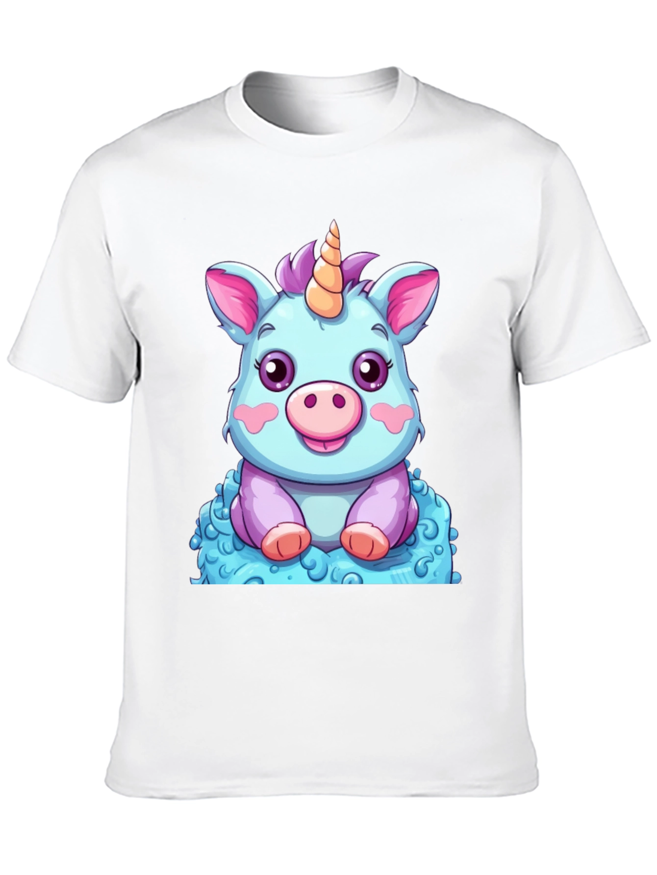 Cute Unicorn Cartoon Graphic Black T-Shirt