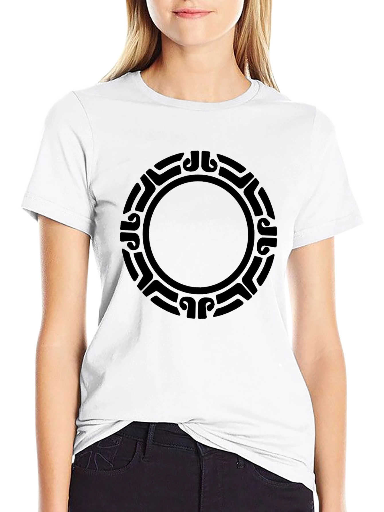 Black Tribal Circle Graphic T-Shirt