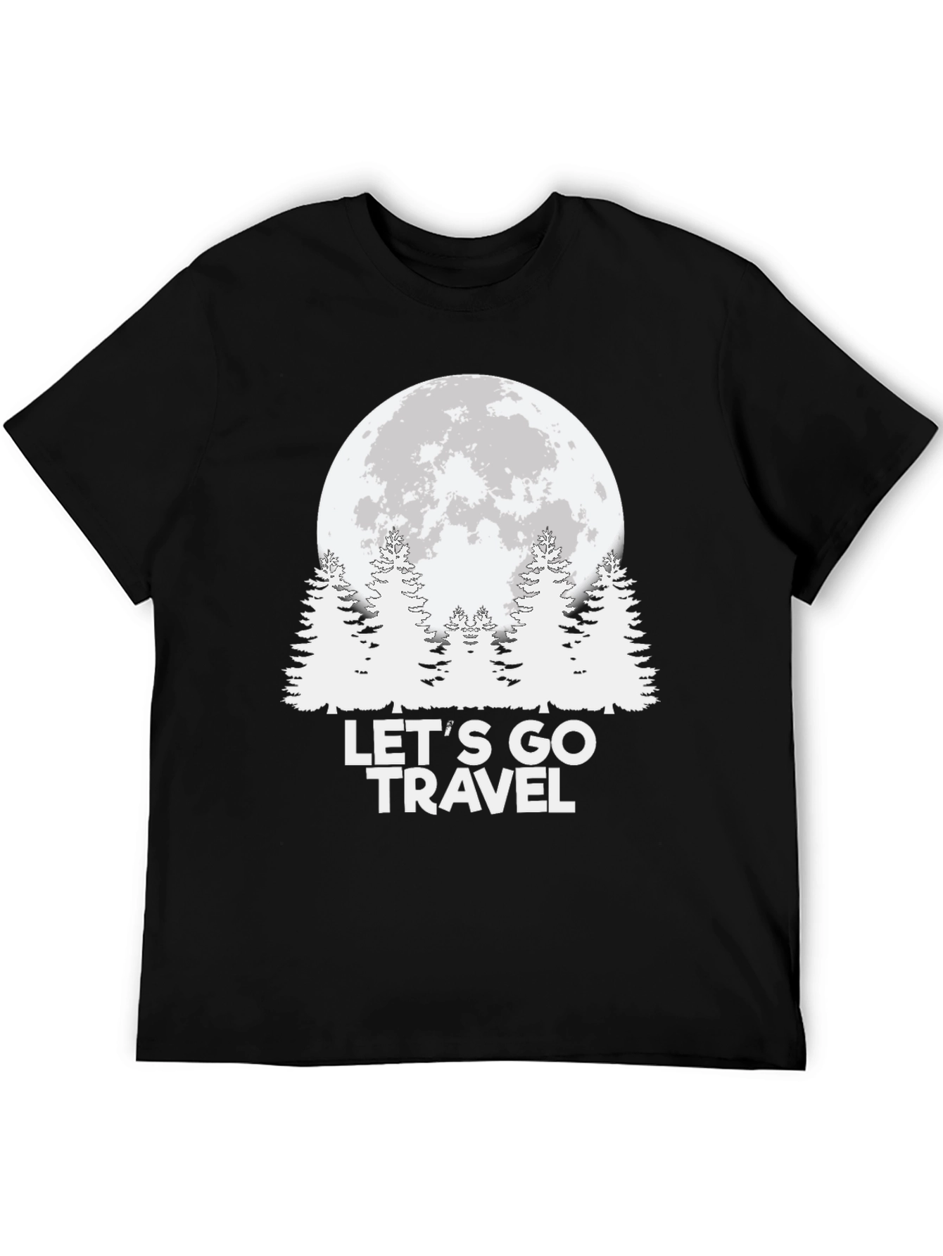 Lets Go Travel Moon Graphic Tee - Black