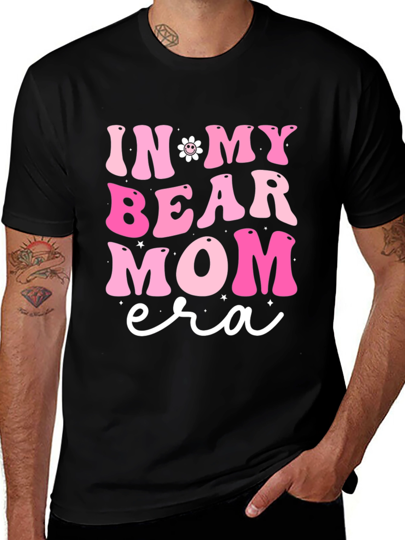 In My Bear Mom Era Black Graphic Tee