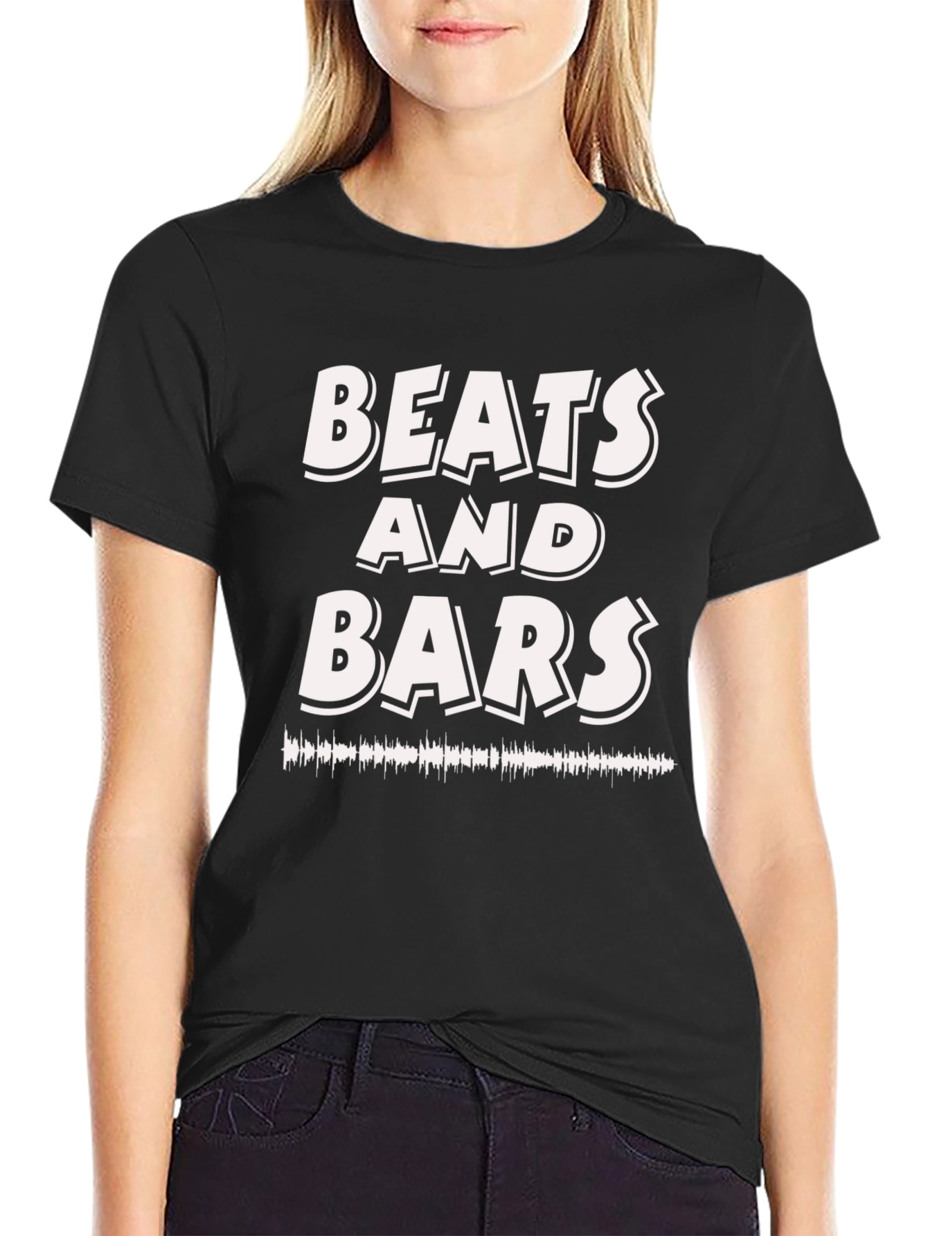 Beats and Bars Graphic Print Black T-Shirt