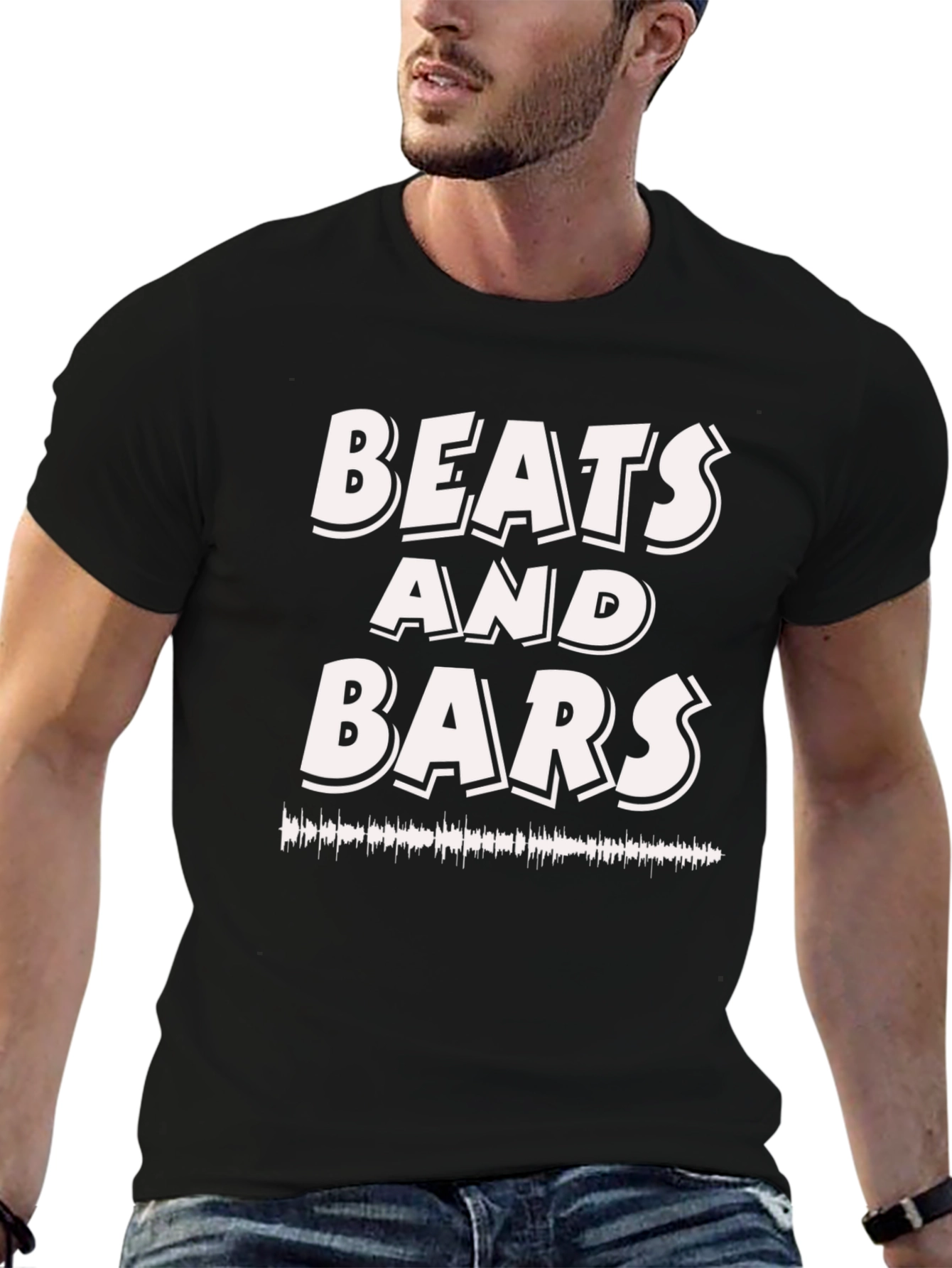 Beats and Bars Graphic Print Black T-Shirt