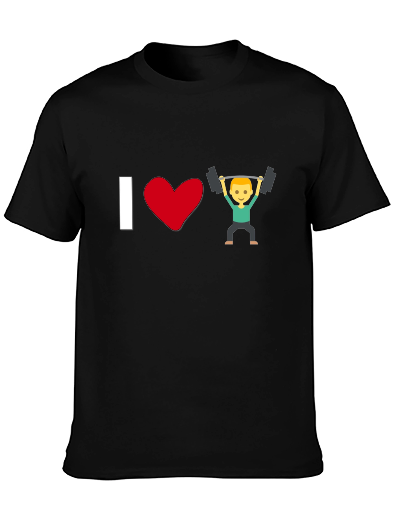 I Love Weightlifting Emoji T-Shirt - Black