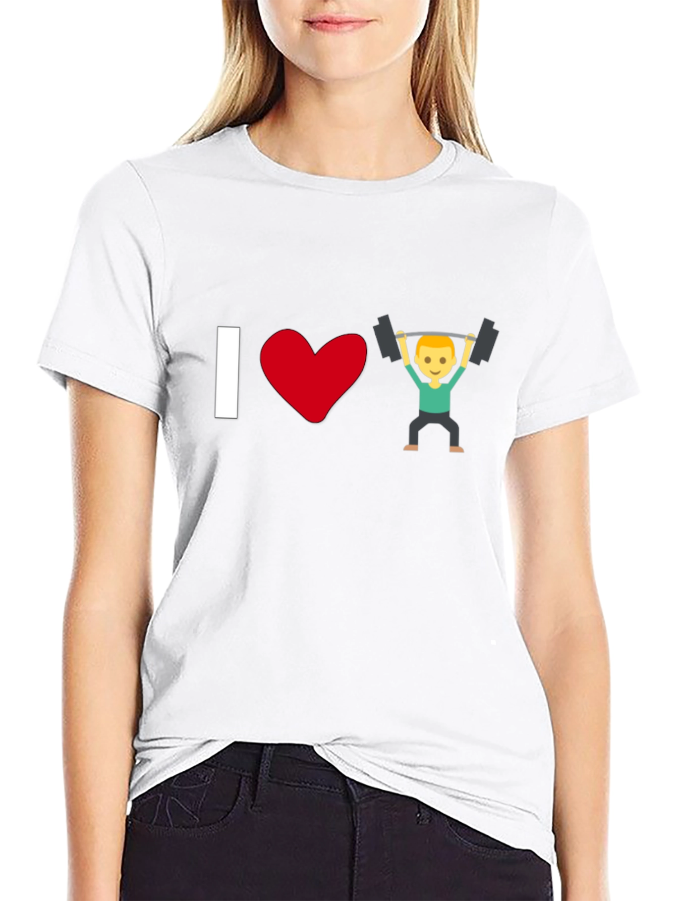 I Love Weightlifting Emoji T-Shirt - Black