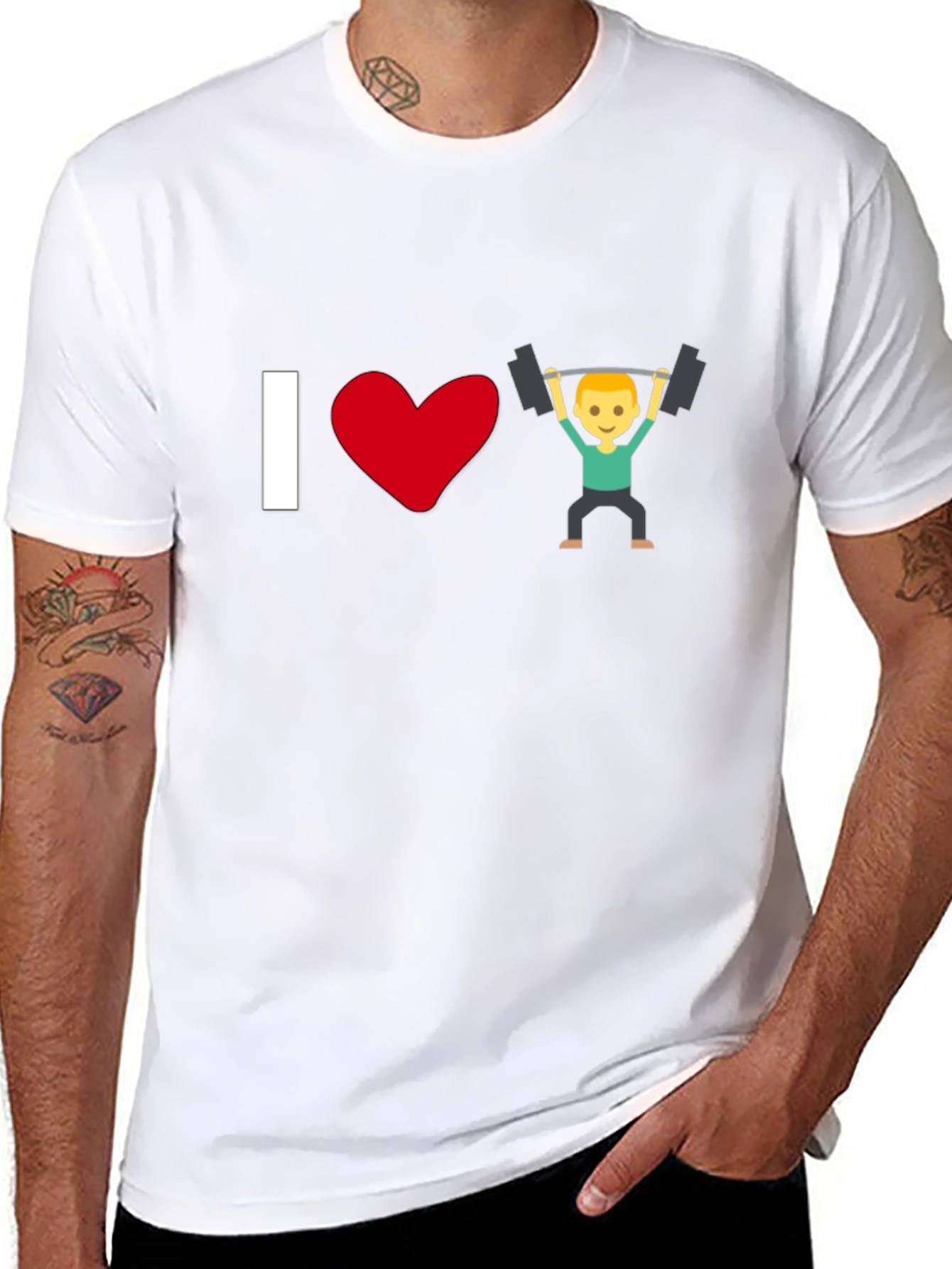 I Love Weightlifting Emoji T-Shirt - Black