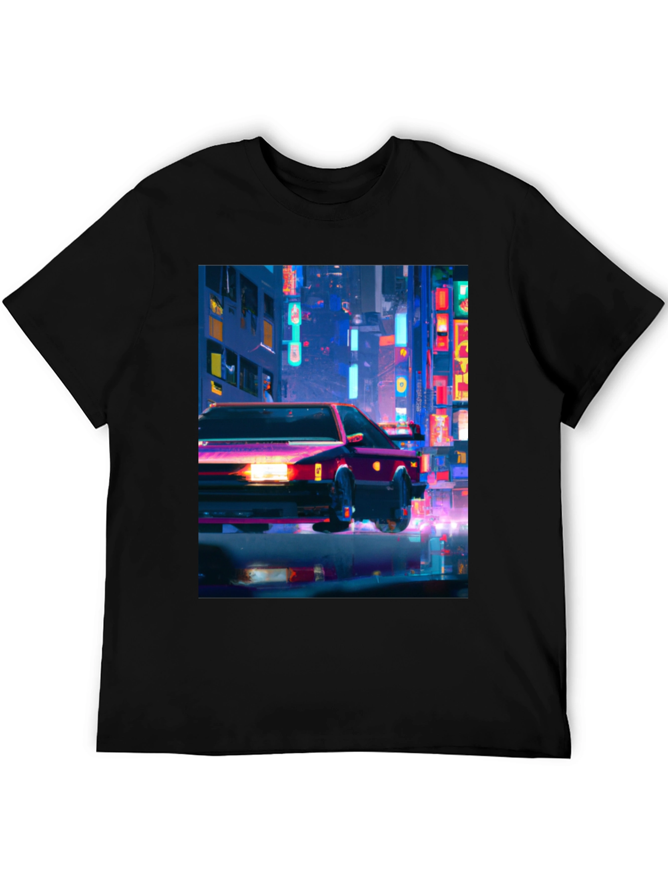 Neon City Car T-Shirt - Stylish Graphic Tee
