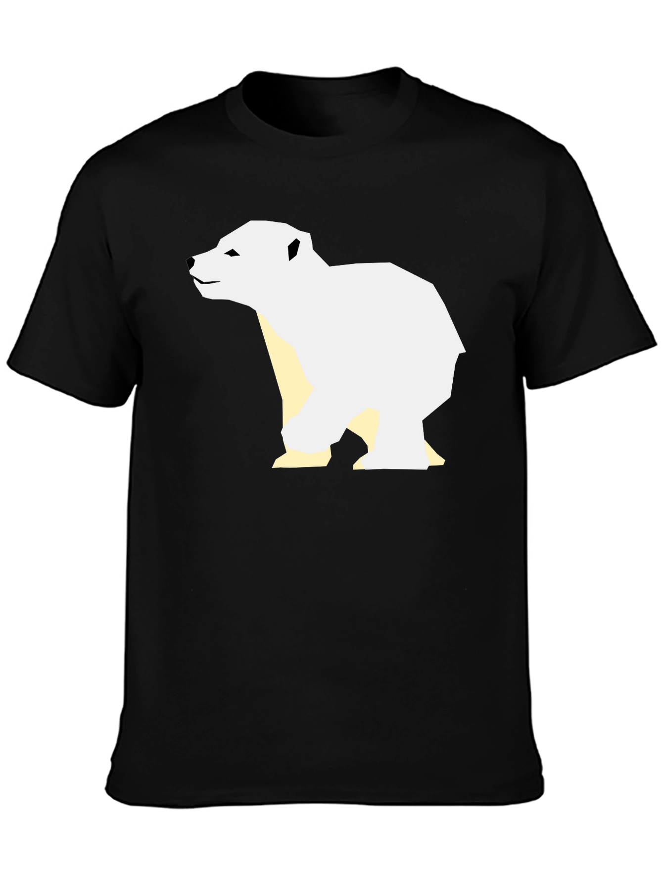 Geometric Polar Bear Graphic Tee - Black