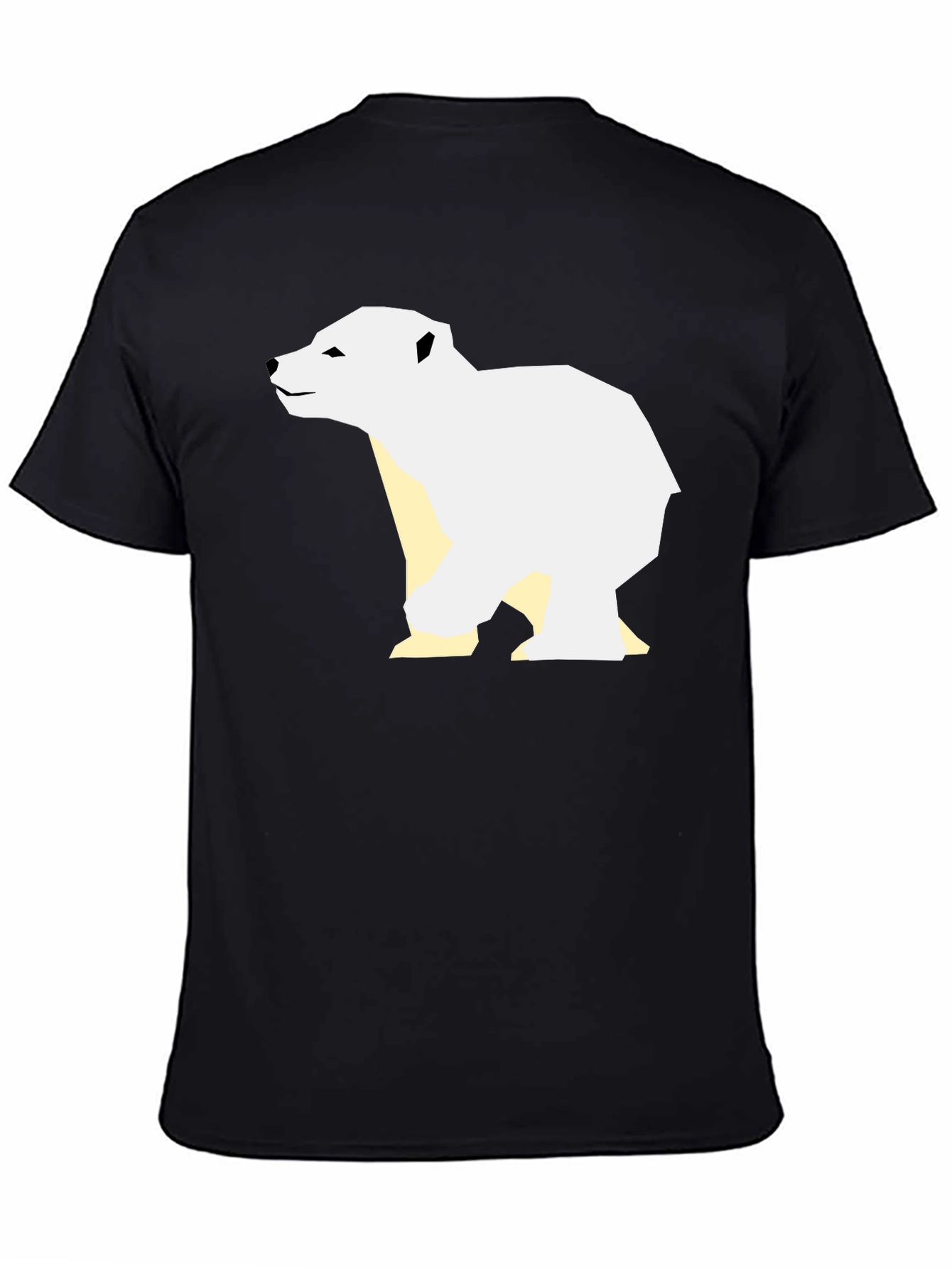 Geometric Polar Bear Graphic Tee - Black