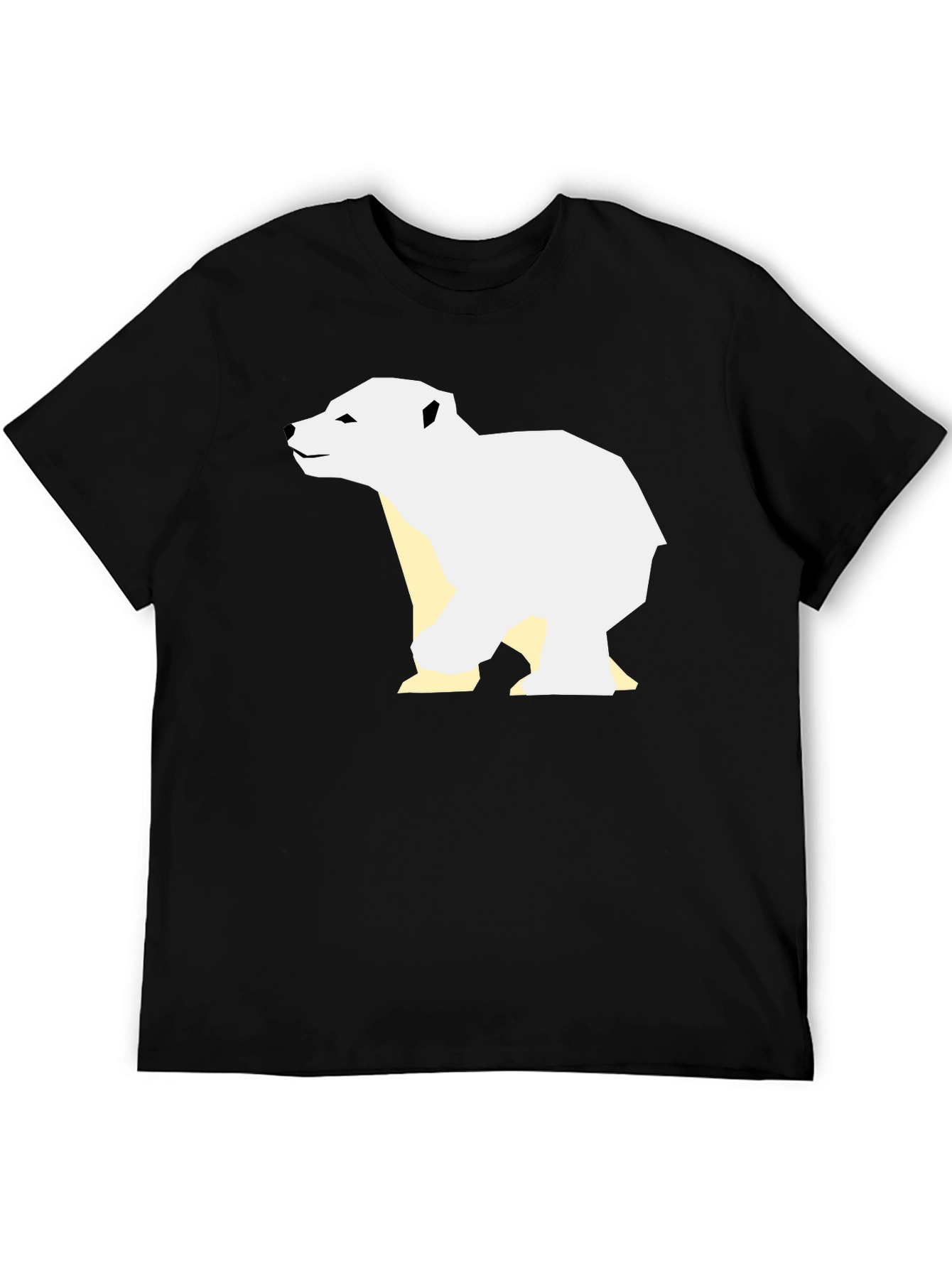 Geometric Polar Bear Graphic Tee - Black