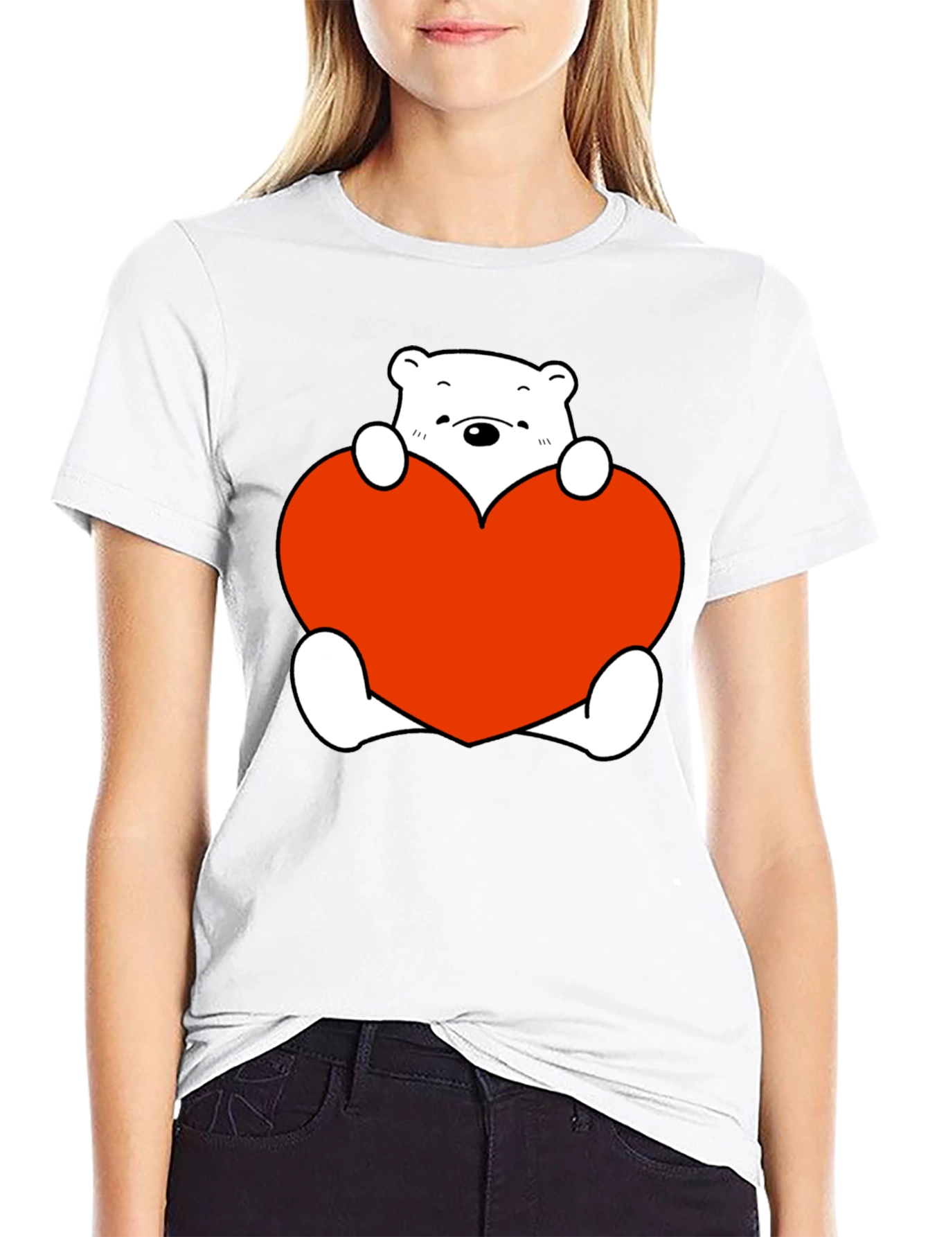 Cute Bear with Heart Graphic T-Shirt