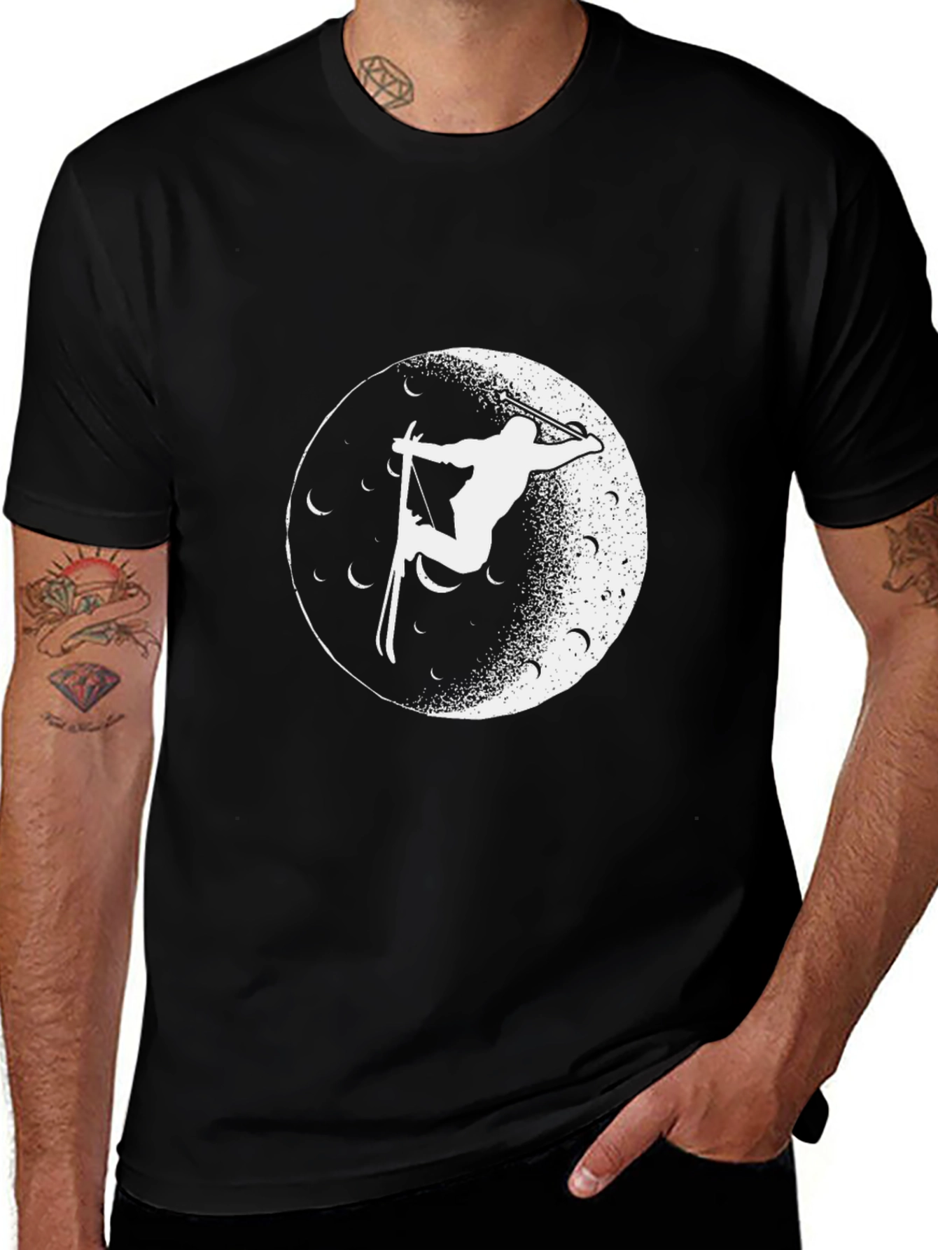 Ski Moon Tee - Black Graphic T-Shirt