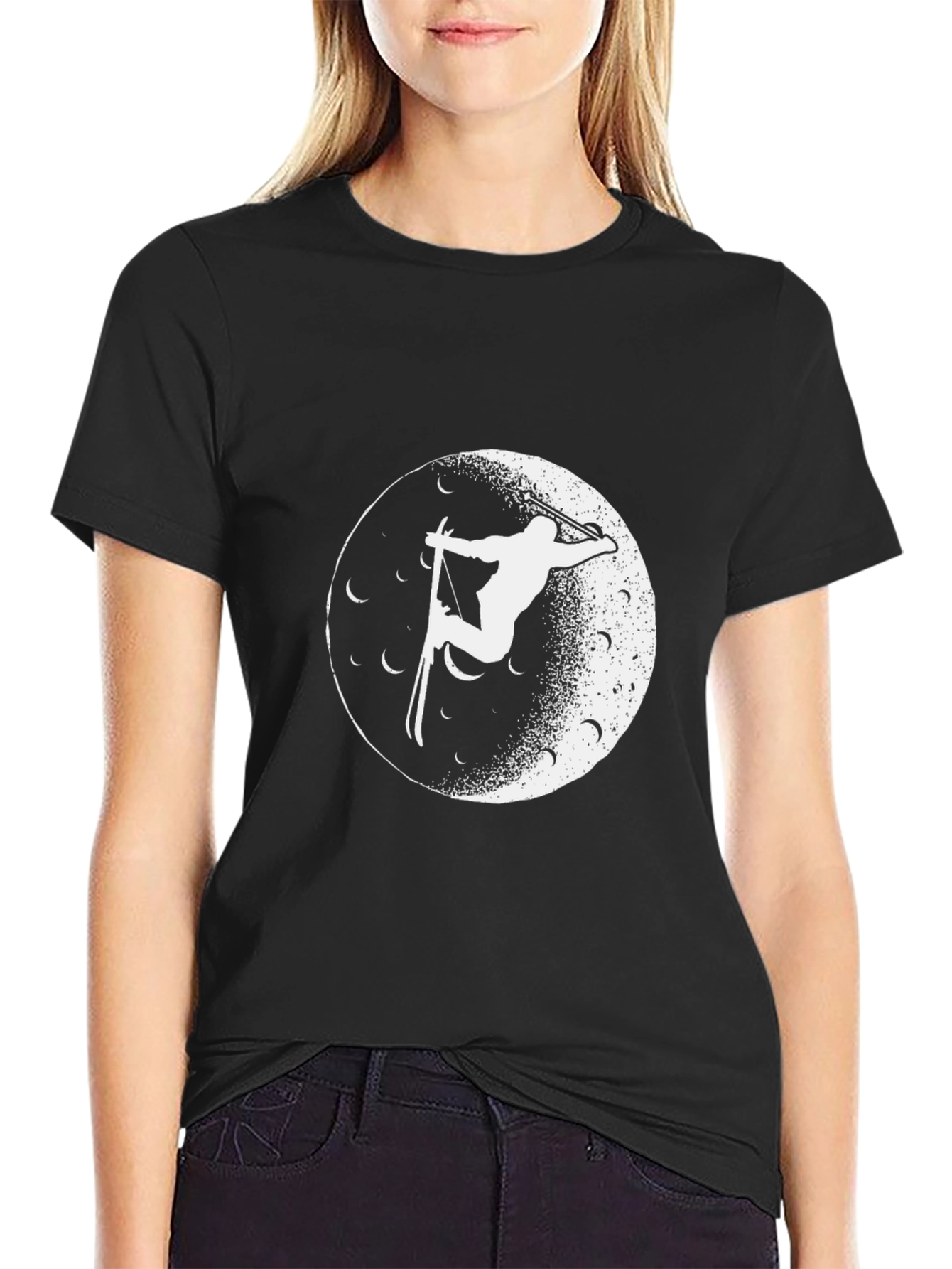 Ski Moon Tee - Black Graphic T-Shirt