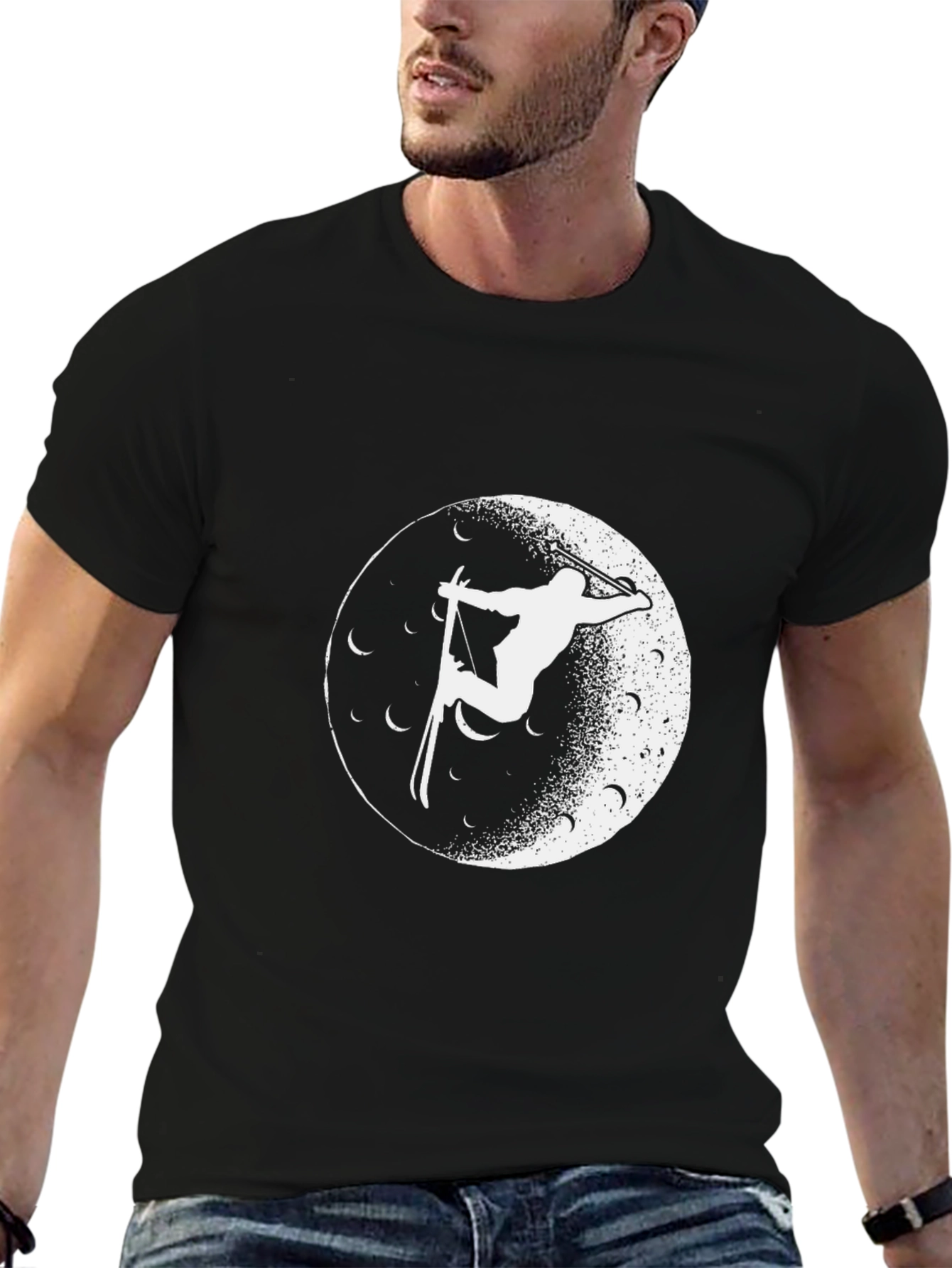 Ski Moon Tee - Black Graphic T-Shirt