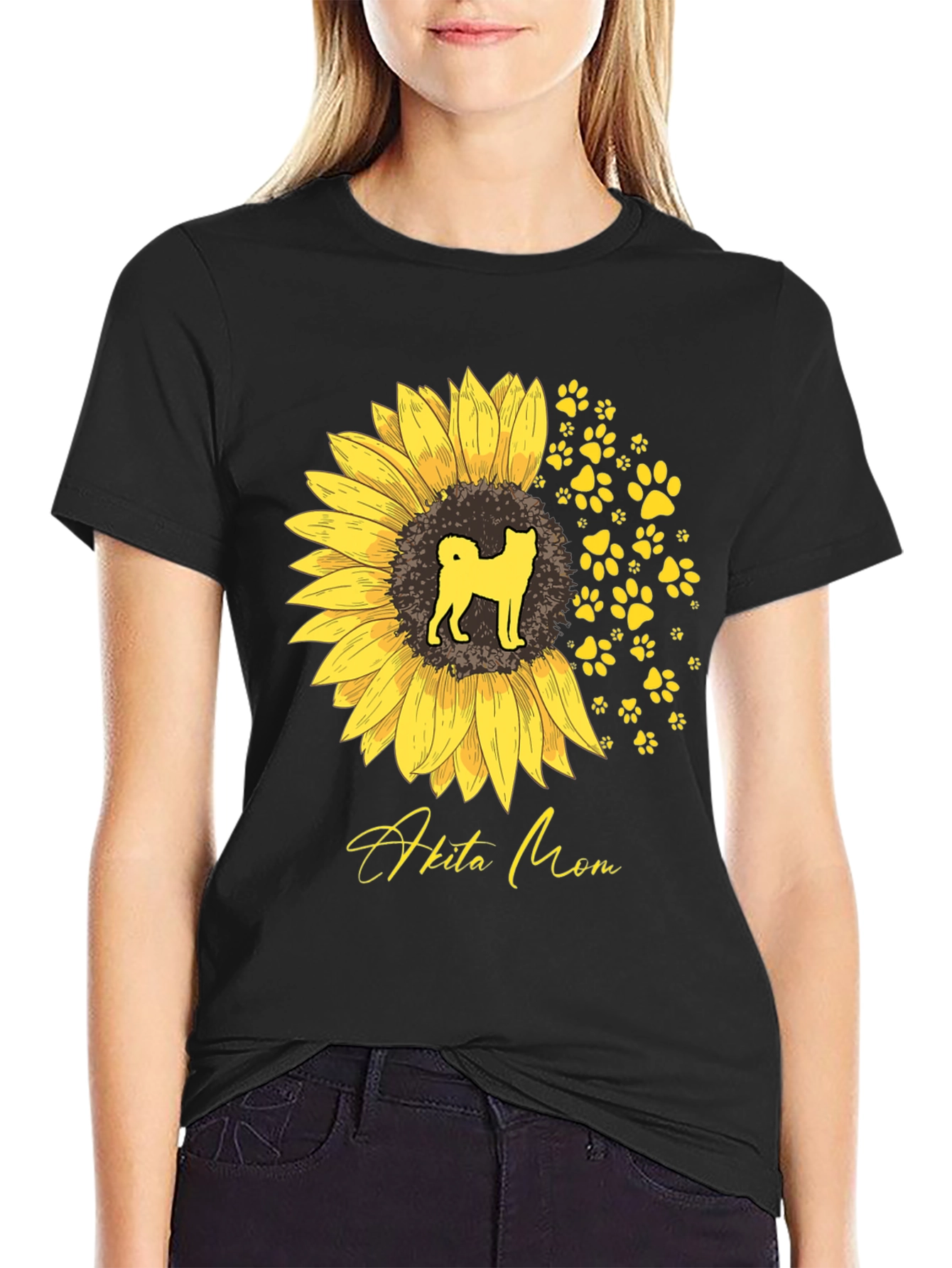 Akita Mom Sunflower T-Shirt