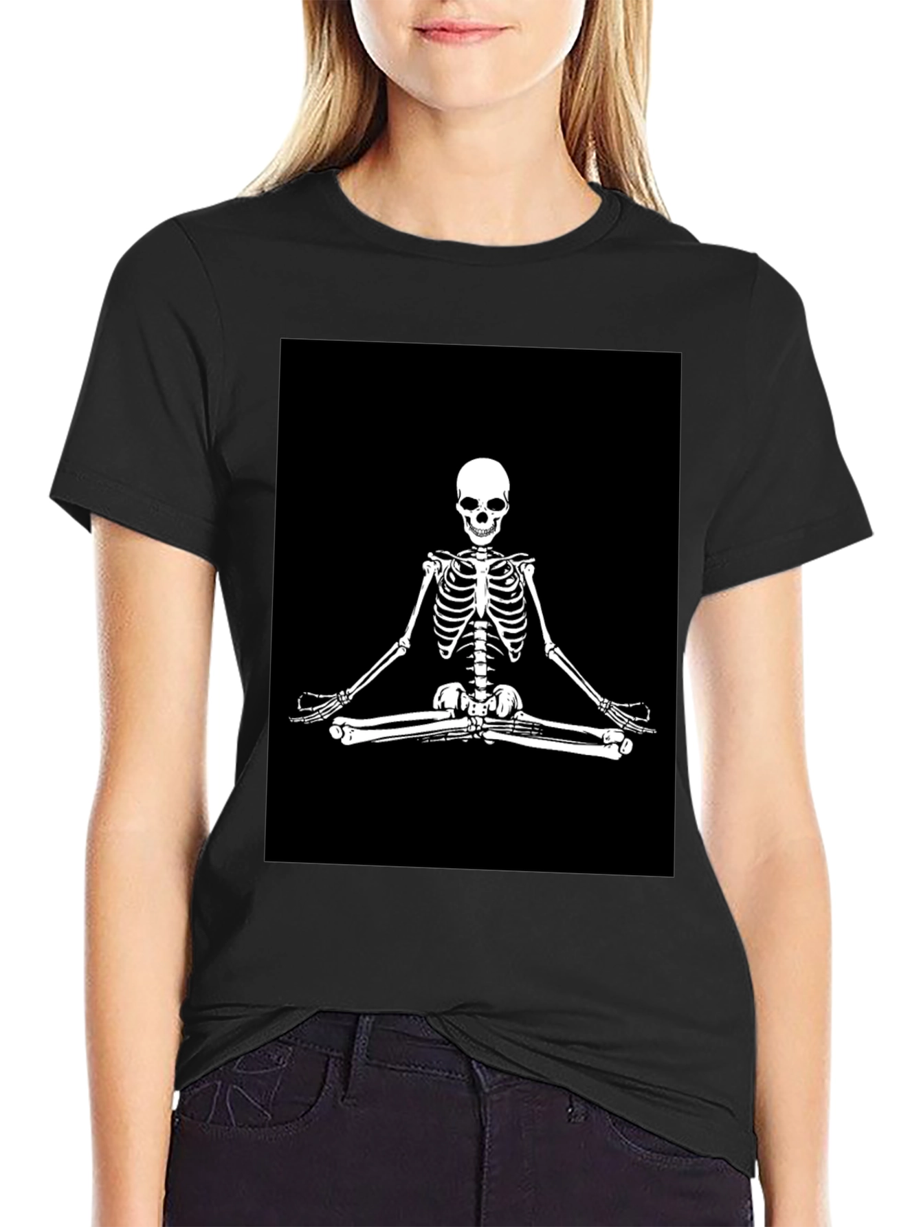 Meditating Skeleton Graphic T-Shirt