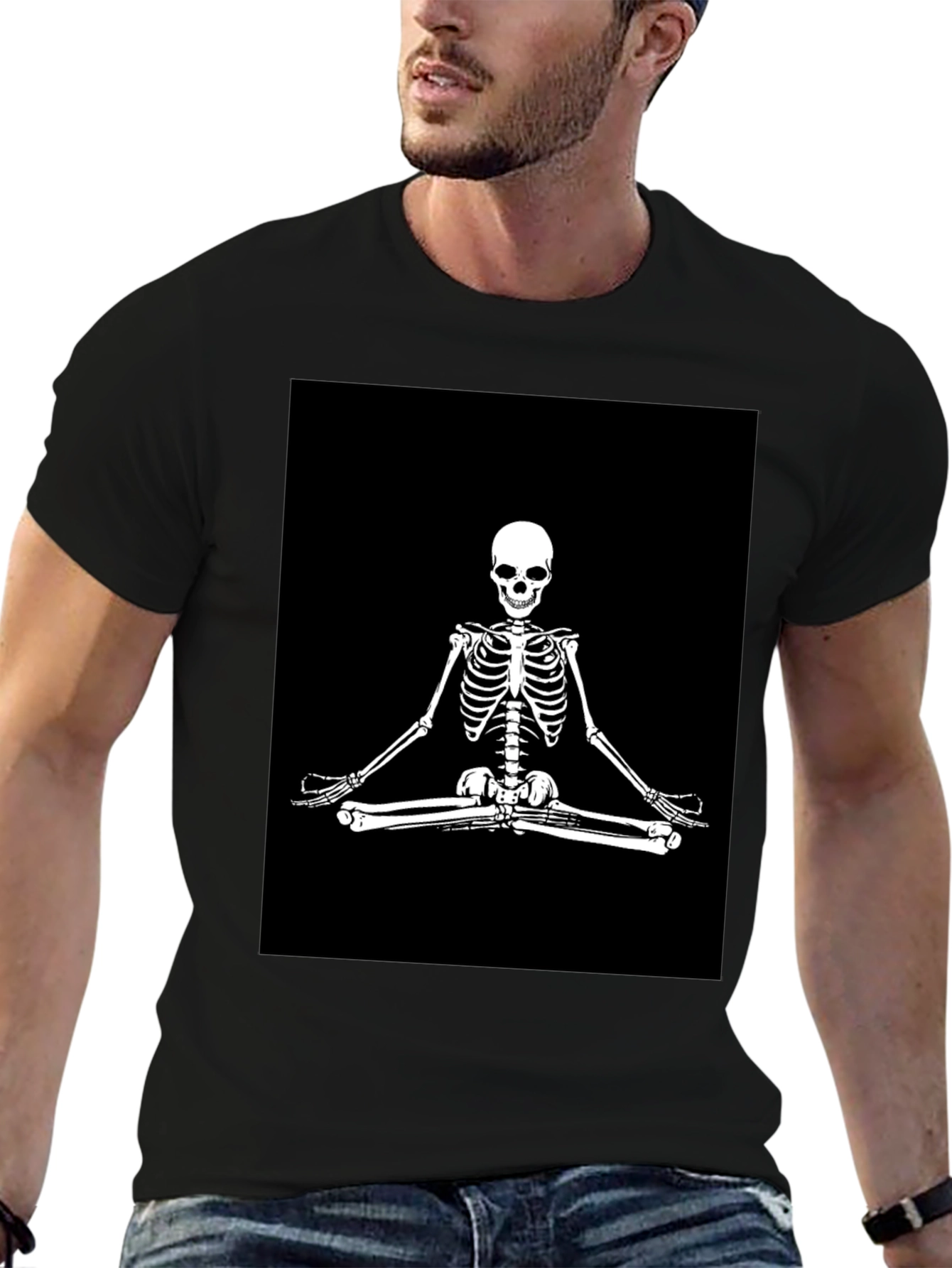 Meditating Skeleton Graphic T-Shirt