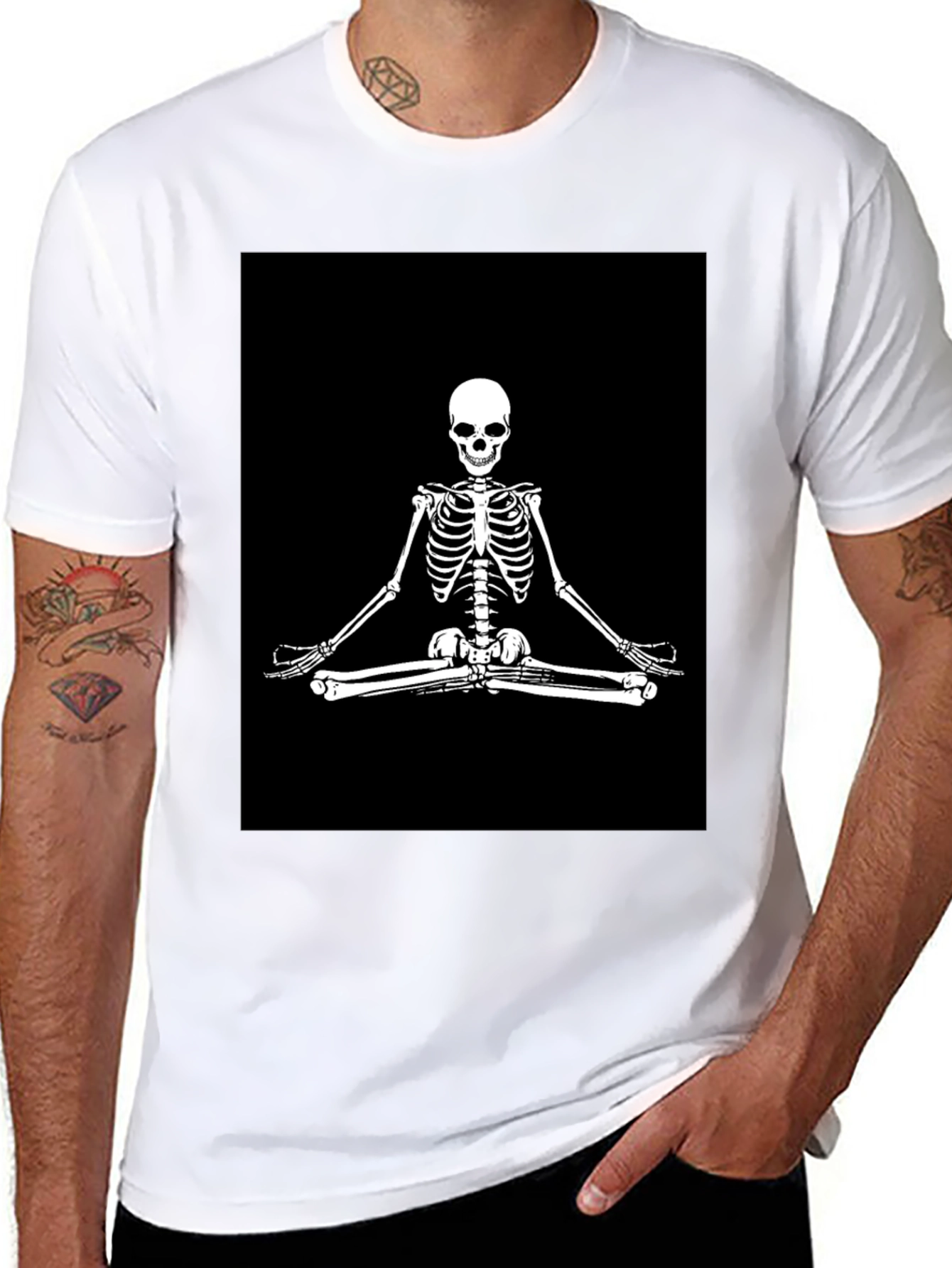 Meditating Skeleton Graphic T-Shirt