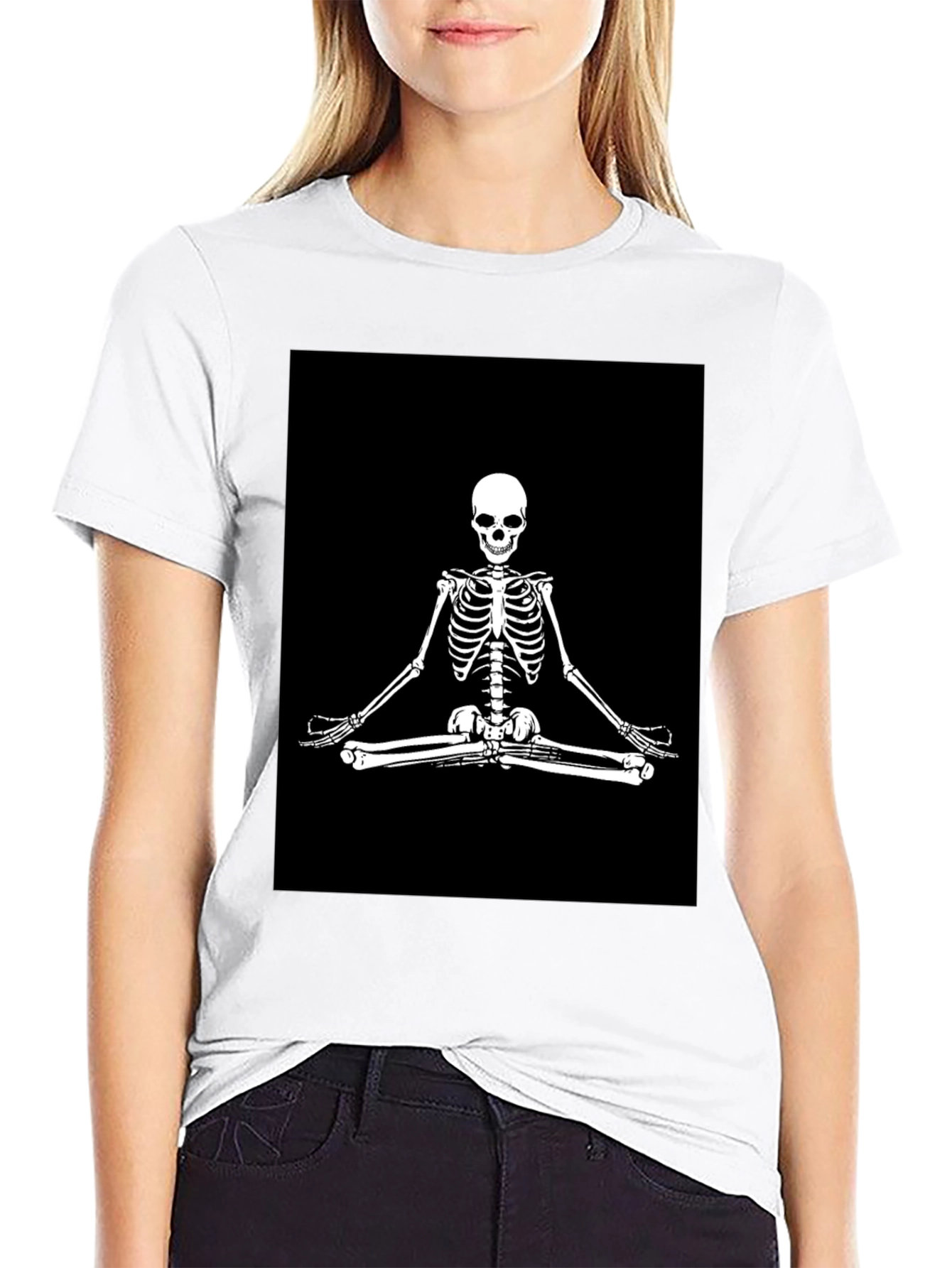 Meditating Skeleton Graphic T-Shirt