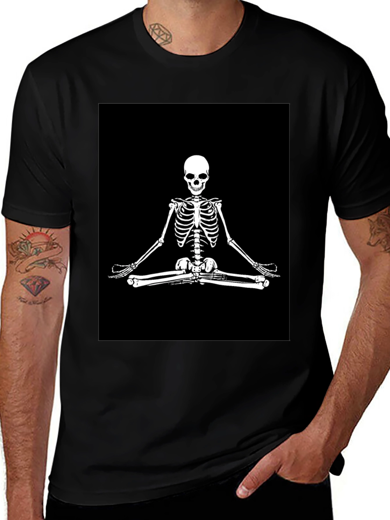 Meditating Skeleton Graphic T-Shirt