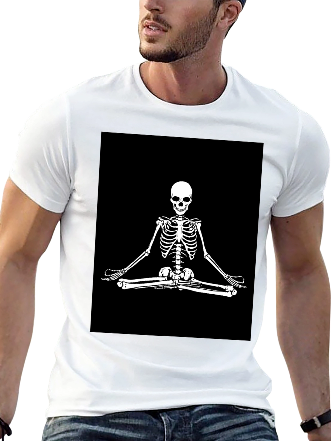 Meditating Skeleton Graphic T-Shirt